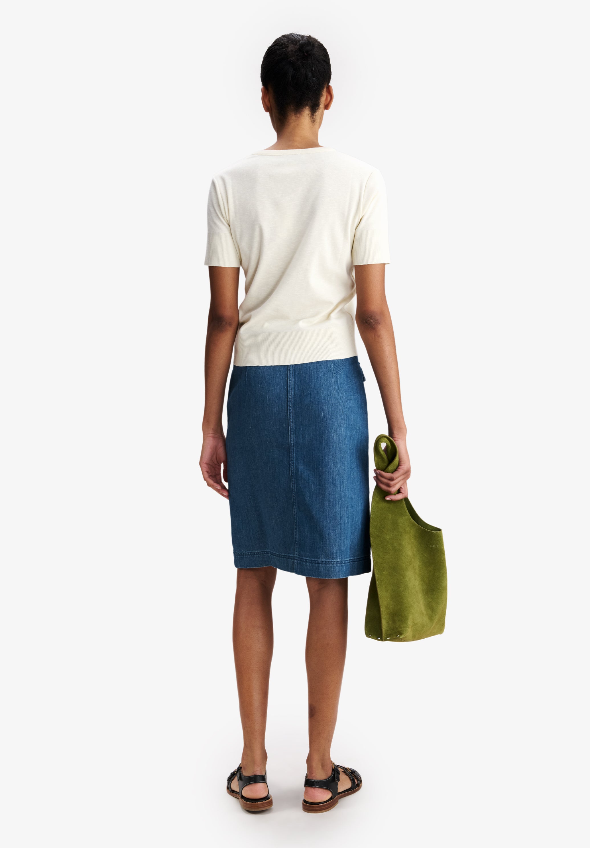 A.P.C. Denim-Rock beige knielang mit Taschen
