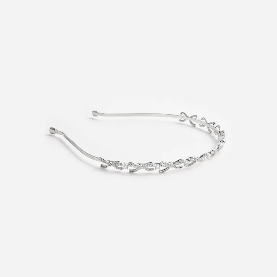 Self Portrait Crystal Bow Headband Silber Kristall One Size