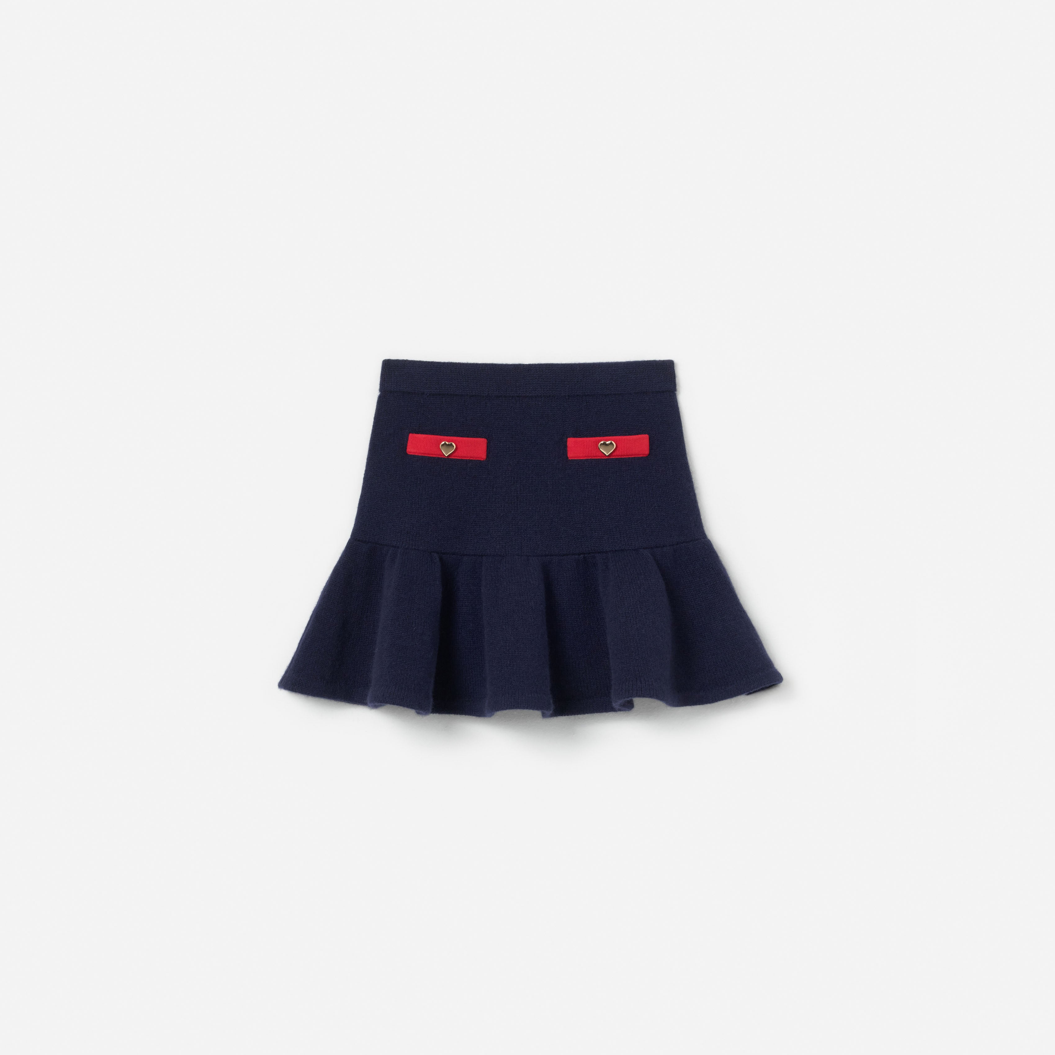 Self Portrait Navy Wool Knit Skirt Strickrock Navy Blau