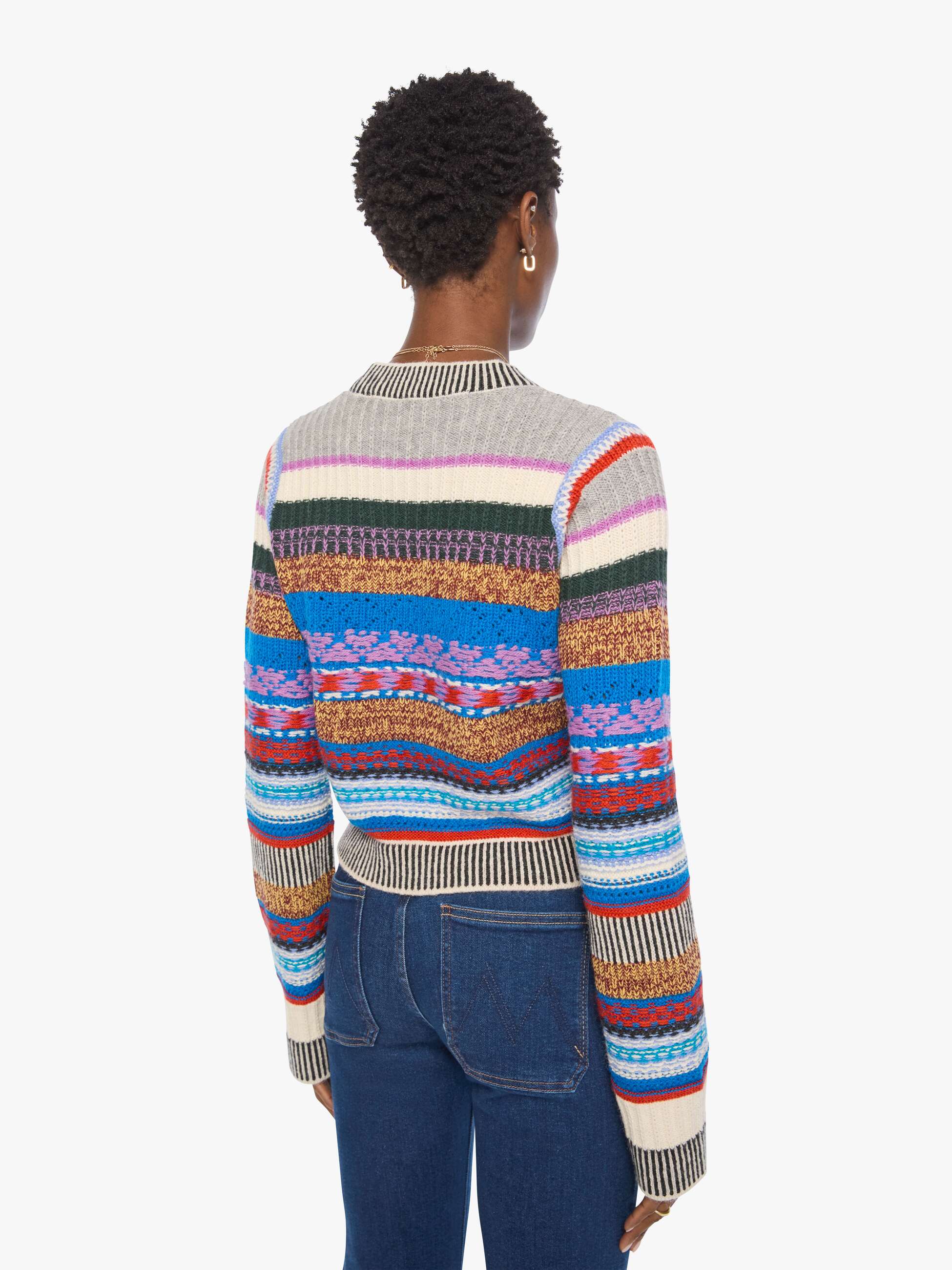 Mother The Extra Crop Jumper Pullover Rot Bunt Streifen