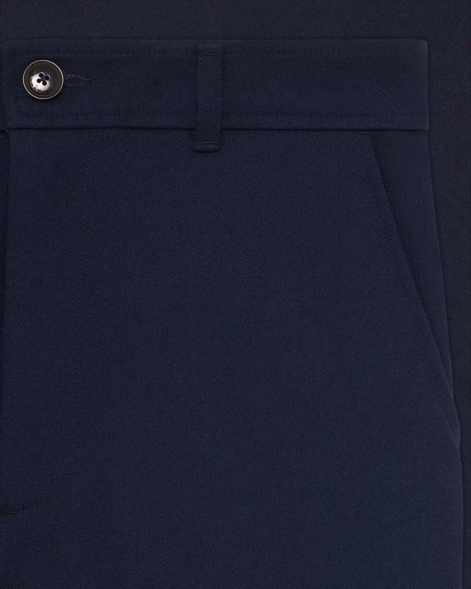 Drôle De Monsieur Cotton Straight Hose Navy Polyester Bundfalte