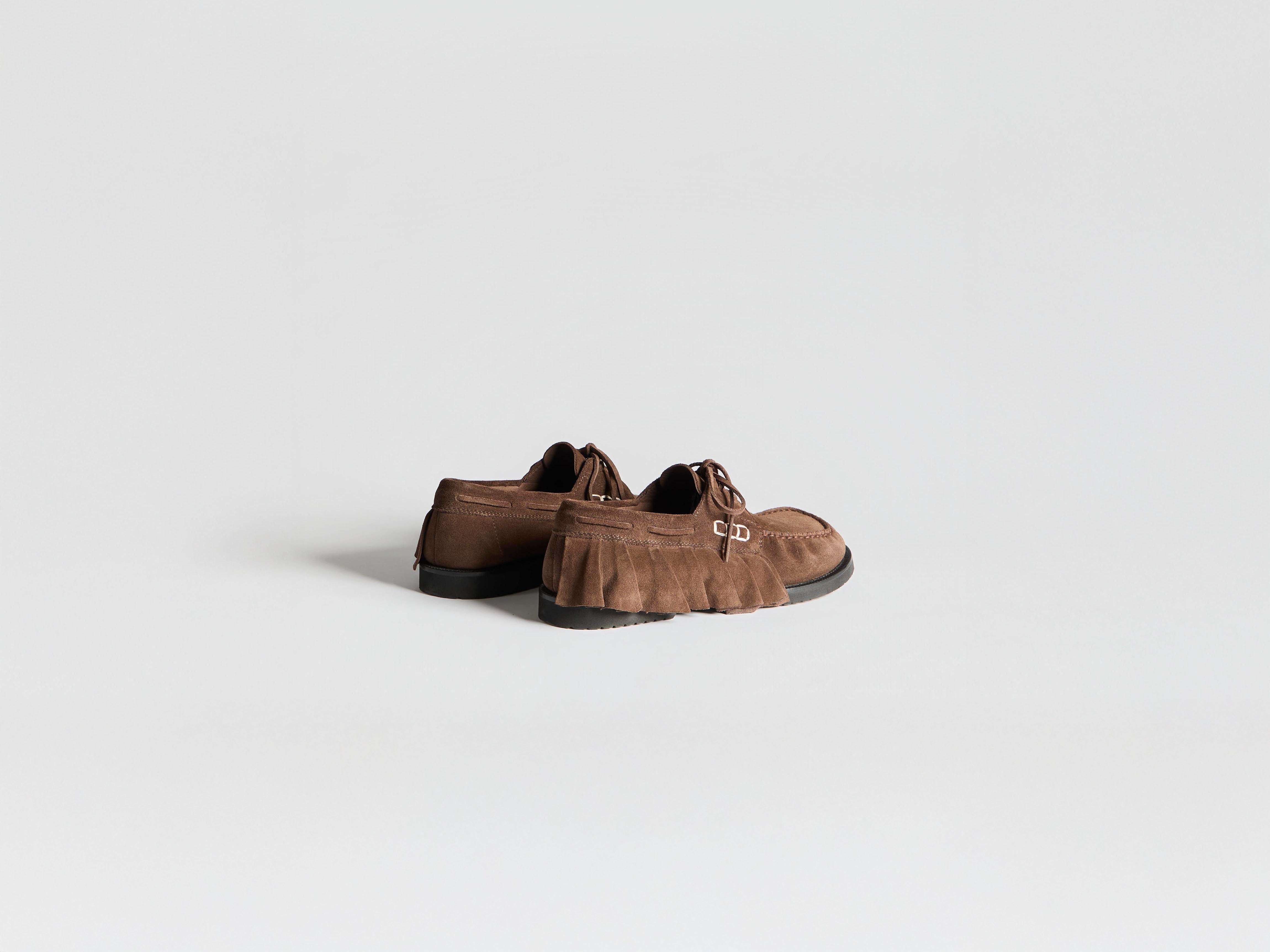J.W.Anderson Loafer Ruffle Bootsschuh Braun Wildleder Damen