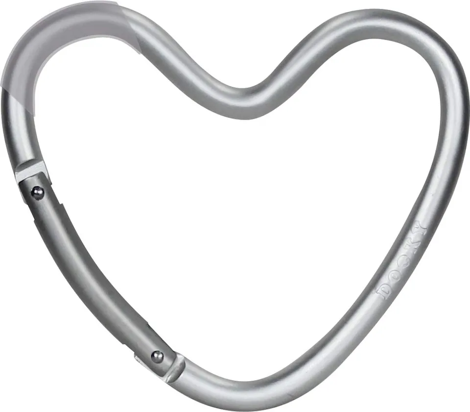 Dooky Universal Hook Herz Kinderwagenhaken Silber Alu