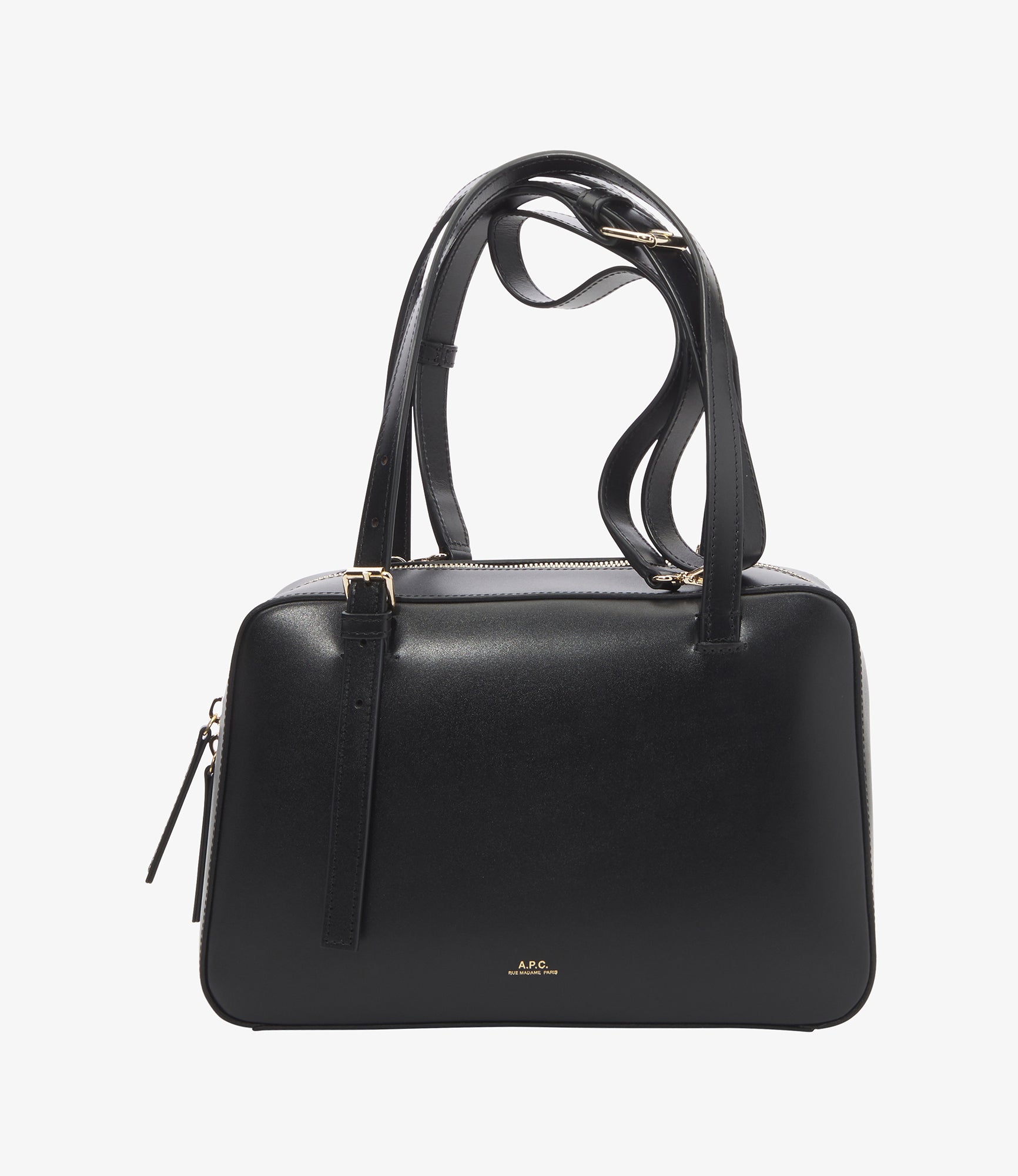 A.P.C. Virginie Box Tasche TU Glattleder Gold-Schnallen