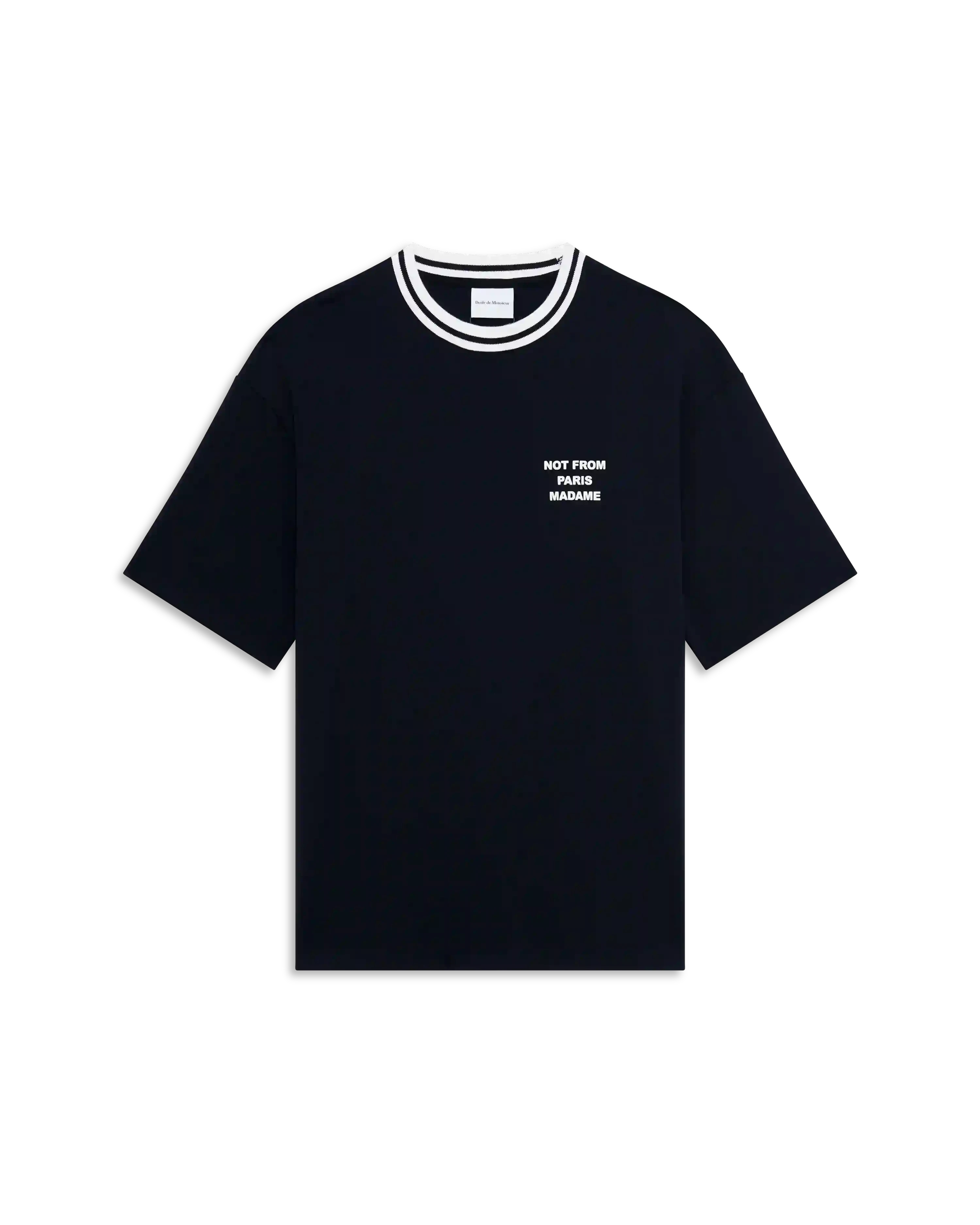 Drôle De Monsieur Le T-Shirt Slogan Sport Schwarz Baumwolle