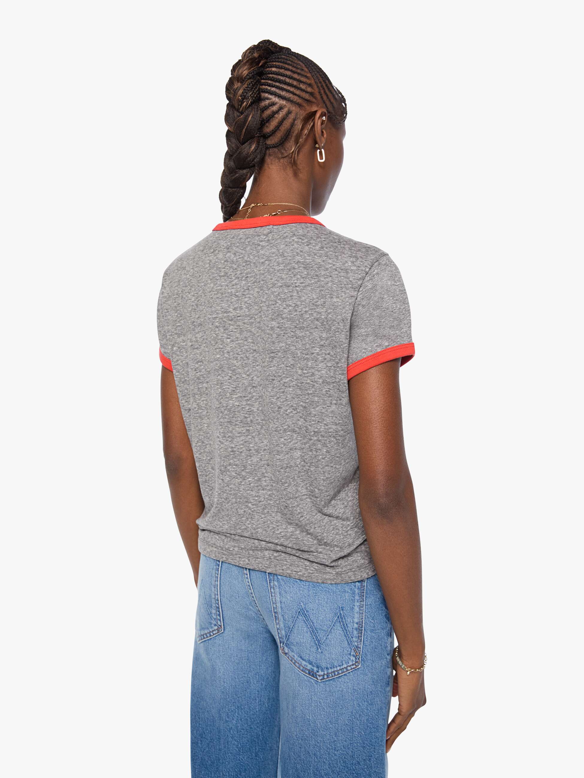 Mother Boxy Goodie Goodie Ringer T-Shirt Speed Queen Grau