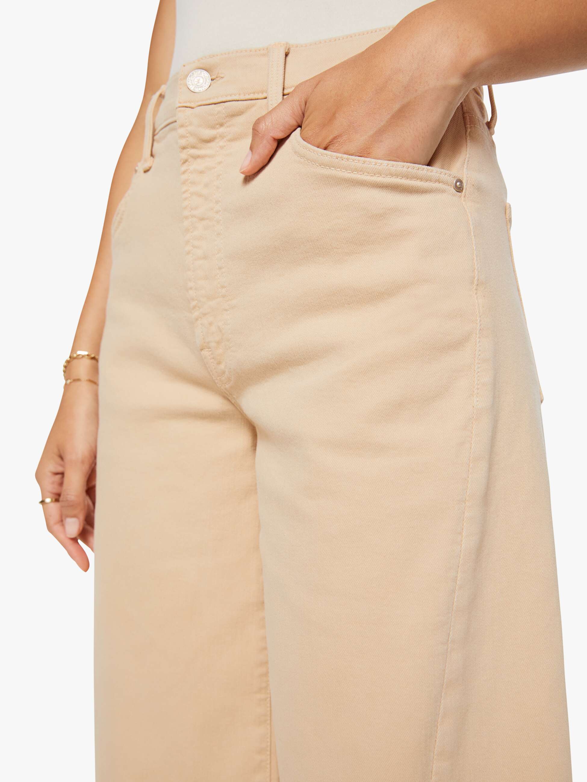 Mother Denim Whole Lot Twist Zip Shorts Almond Buff beige