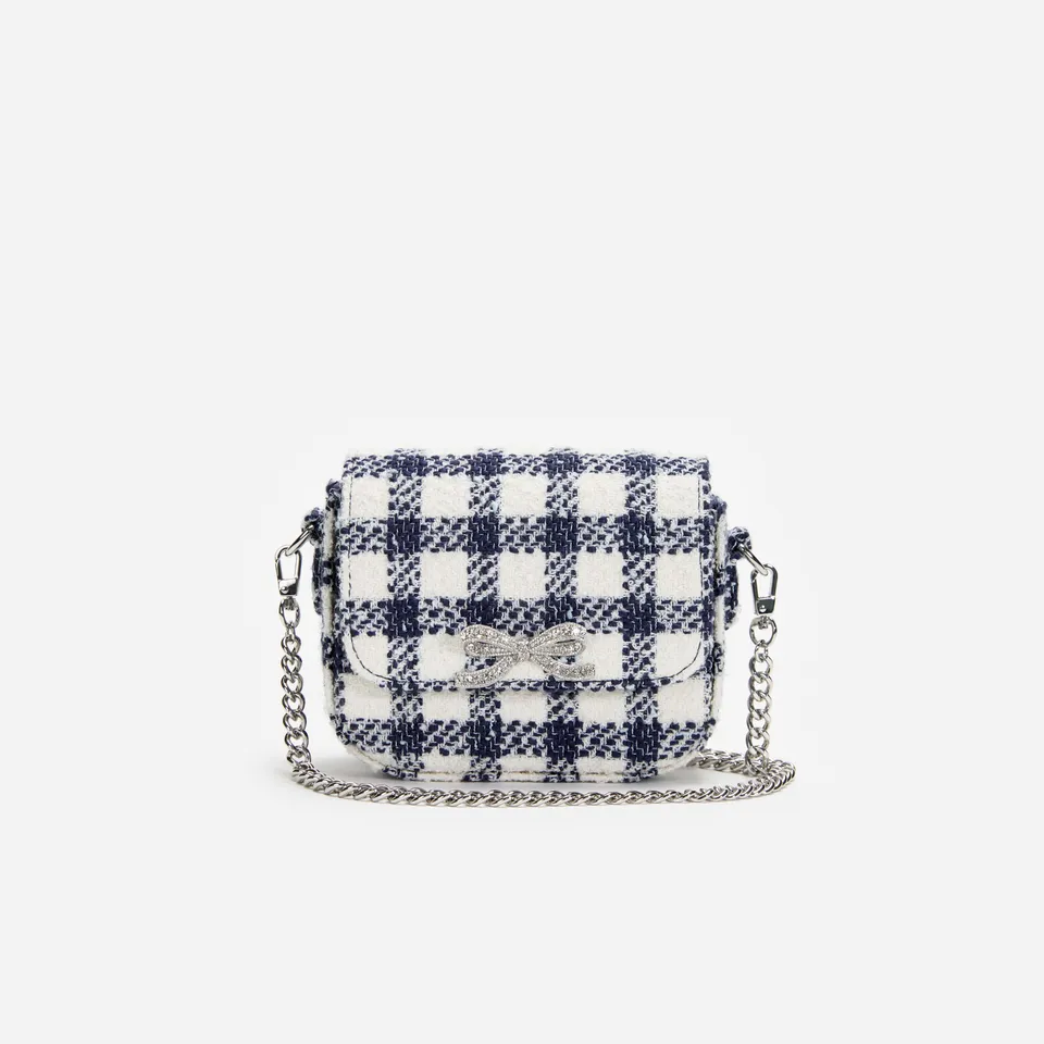 Self Portrait Handbags Navy Check Boucle Tasche navy kariert