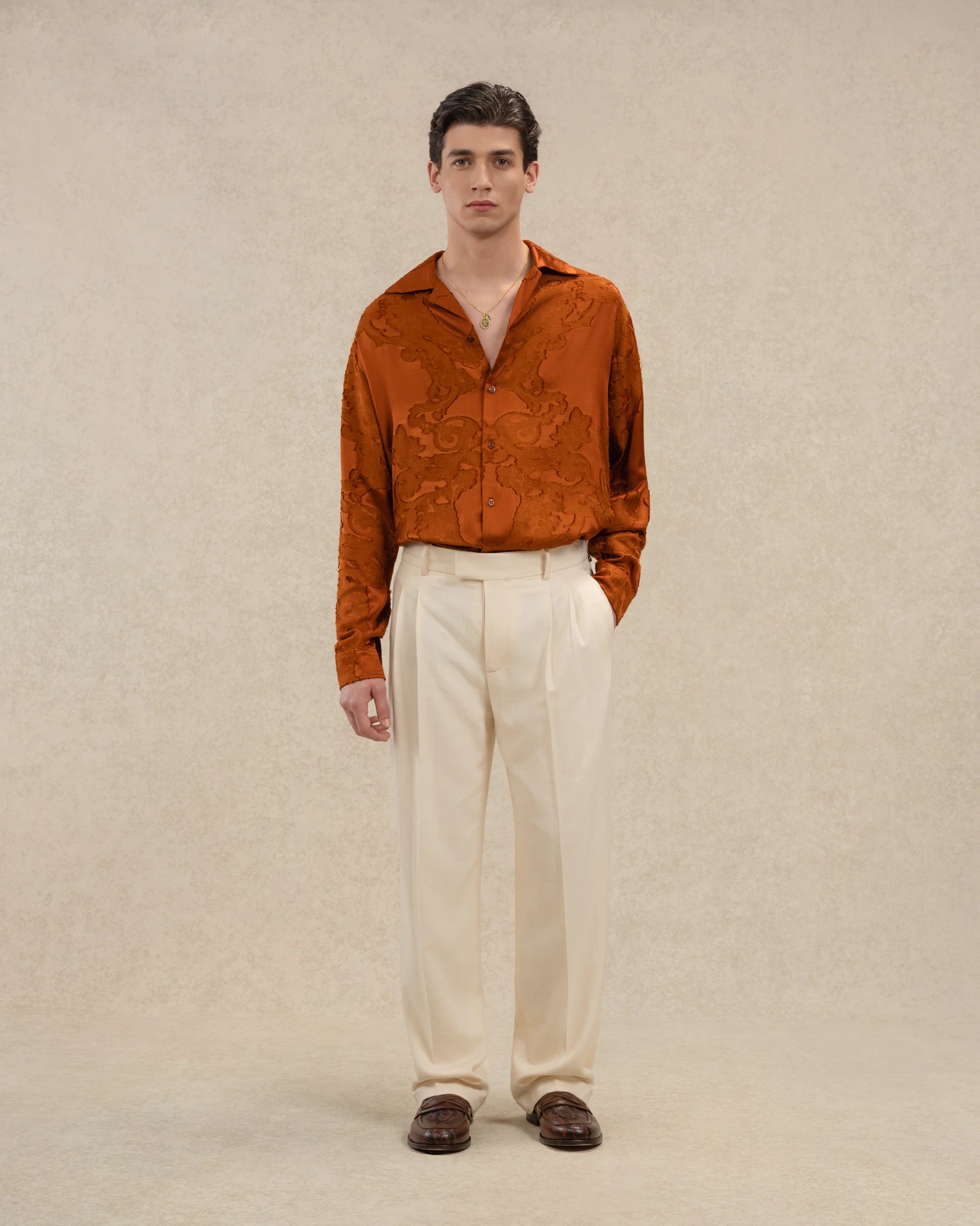Drôle De Monsieur Chemise Brocard Hemd terracotta Paisley Viskose
