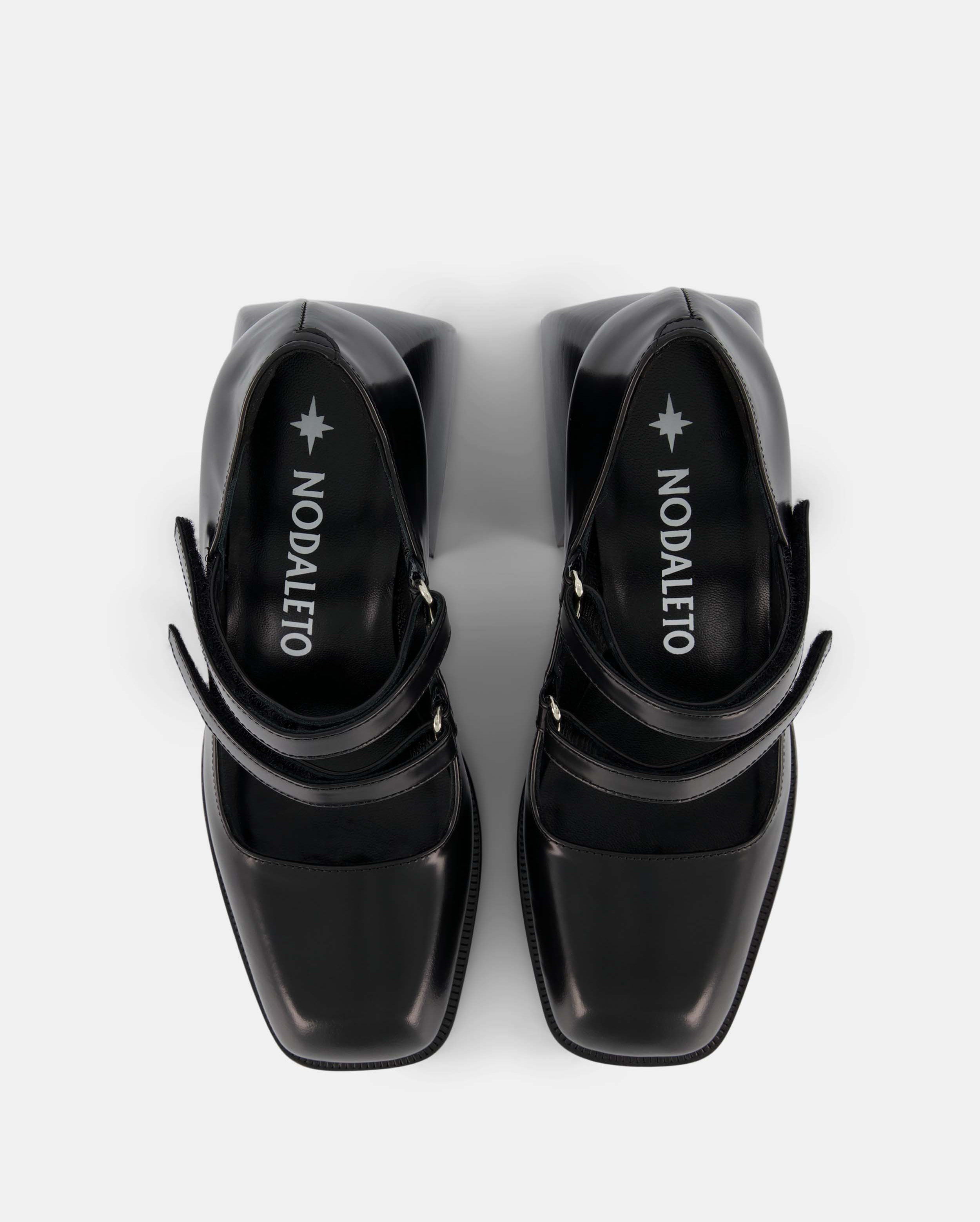 Nodaleto Bulla Babies 90 Mary Janes Black Glassed