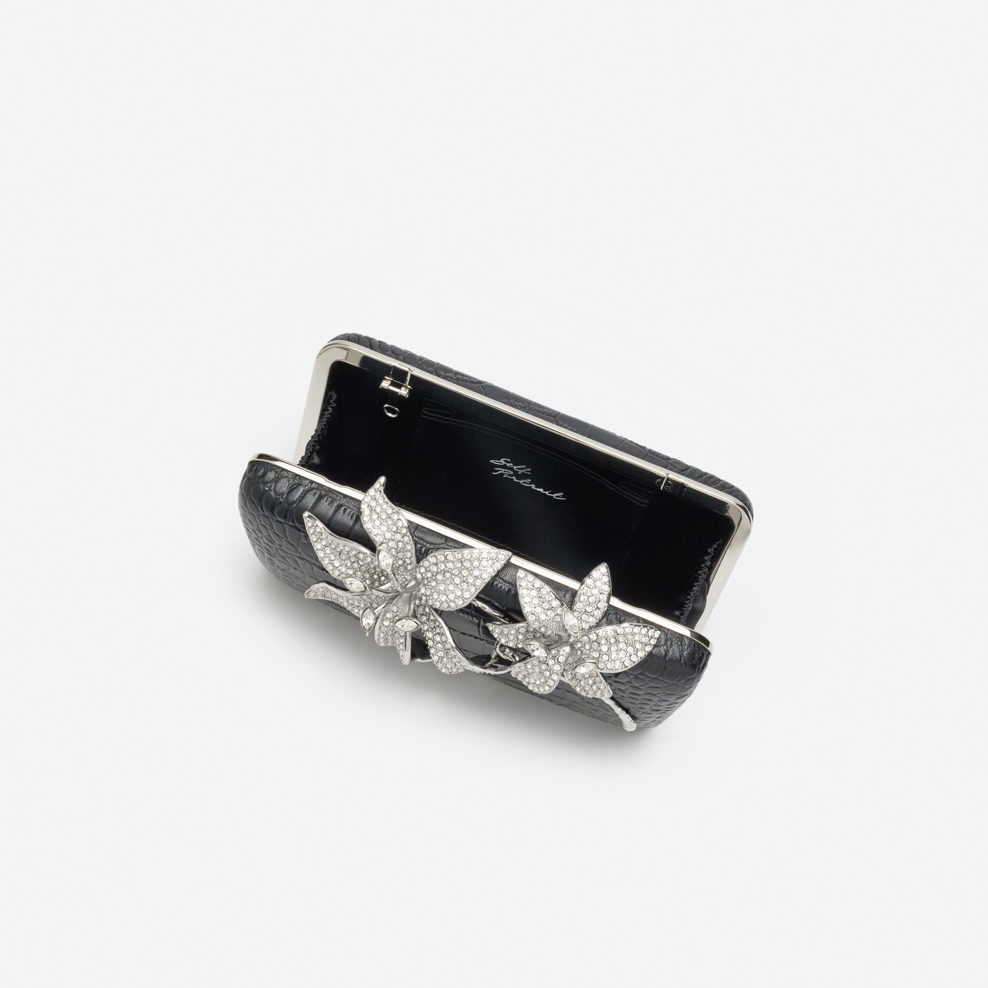 Self Portrait Handbags Black Croc Clutch Tasche Schwarz Kristall