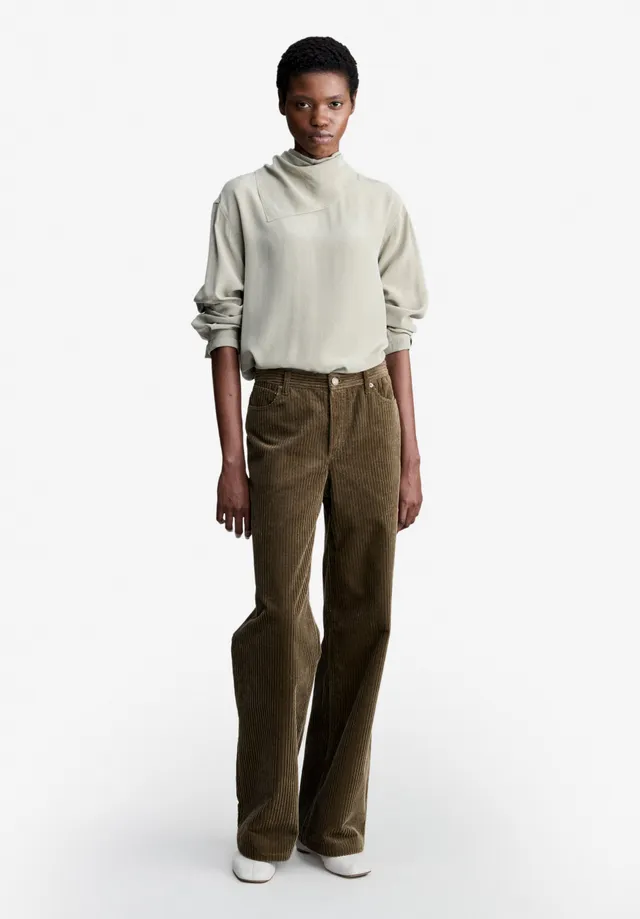 A.P.C. Seidenbluse Mandelgrün Schluppenbluse 38 Seide