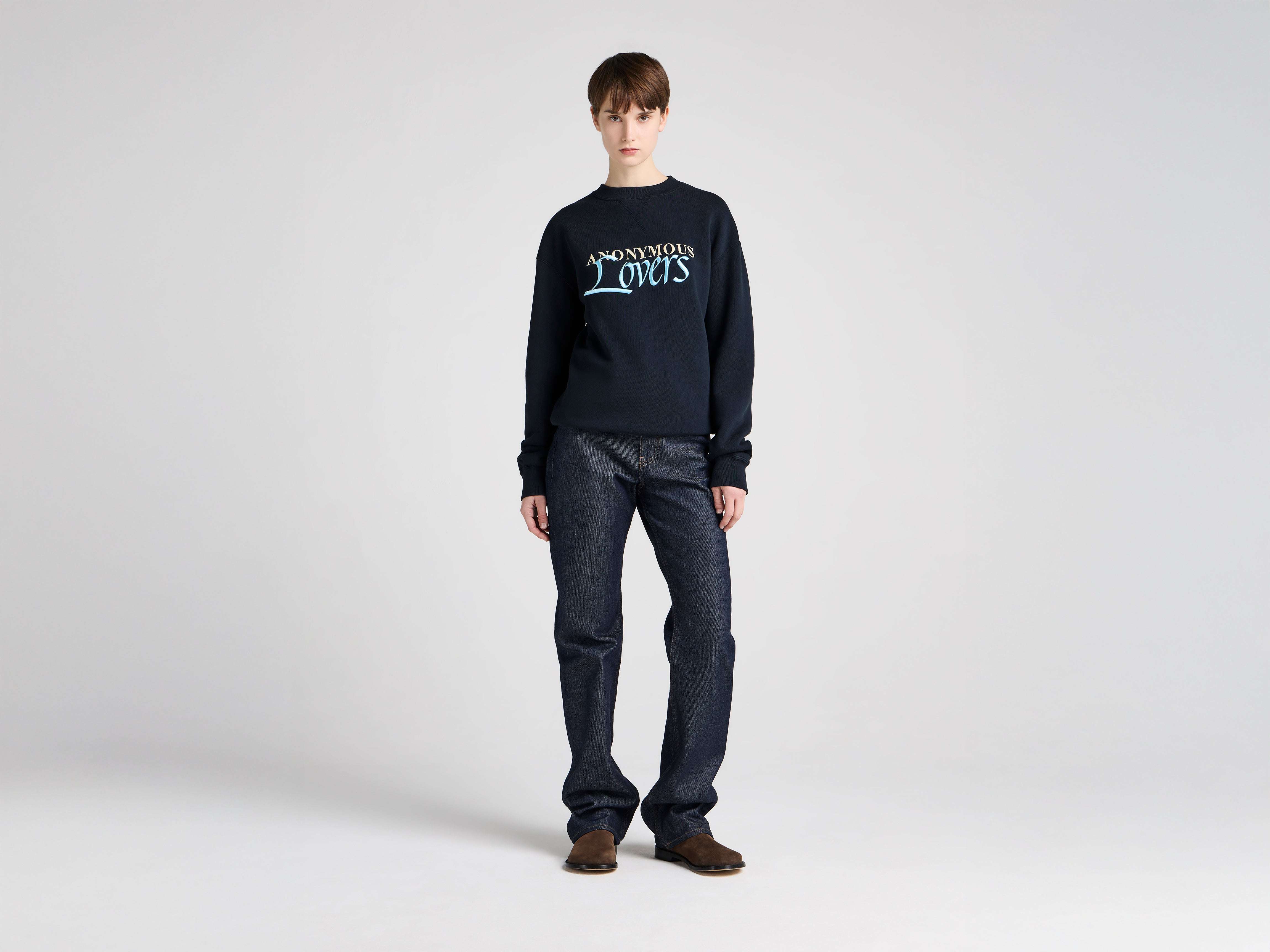 J.W.Anderson Anonymous Lovers Sweatshirt Damen Washed Black Stickerei