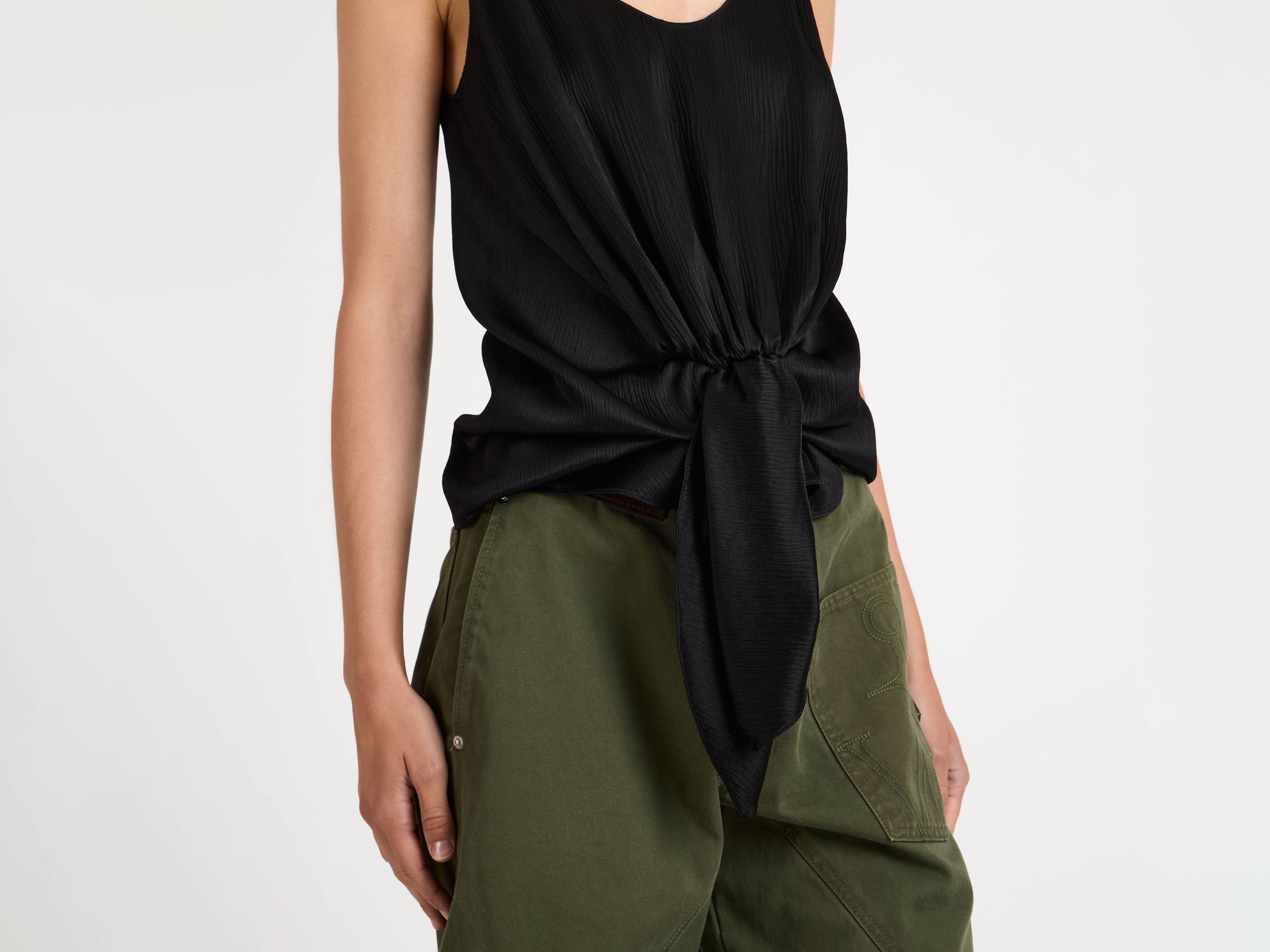J.W.Anderson Knotted Waist Cami Top Schwarz Seidentop
