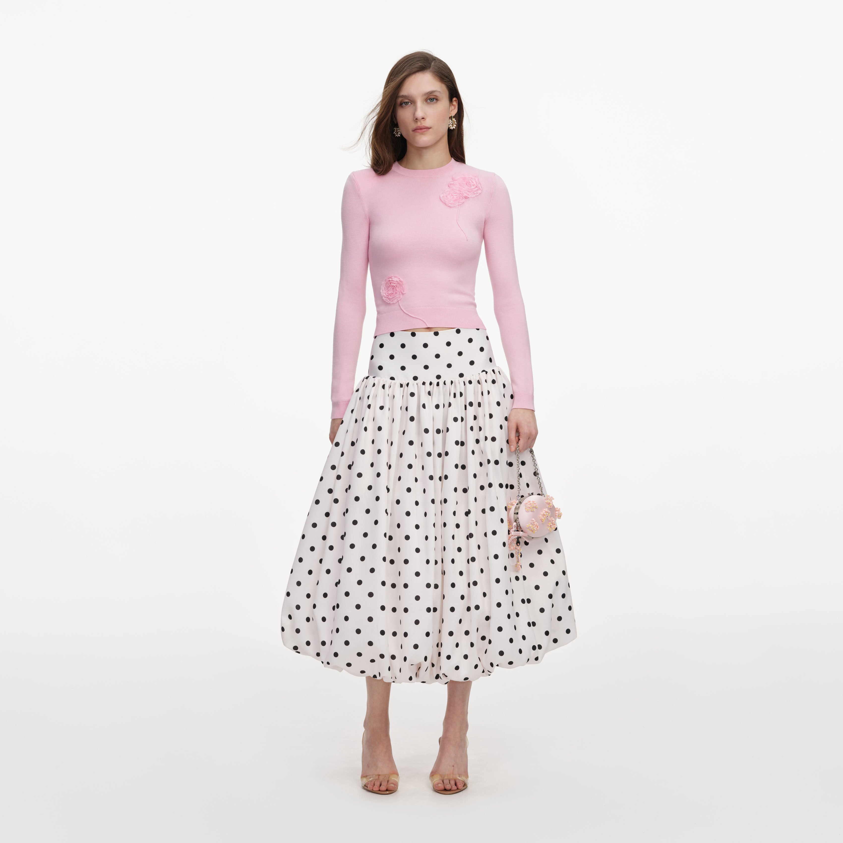 Self Portrait Cream Polka Dot Midi Rock Creme Taft UK 6
