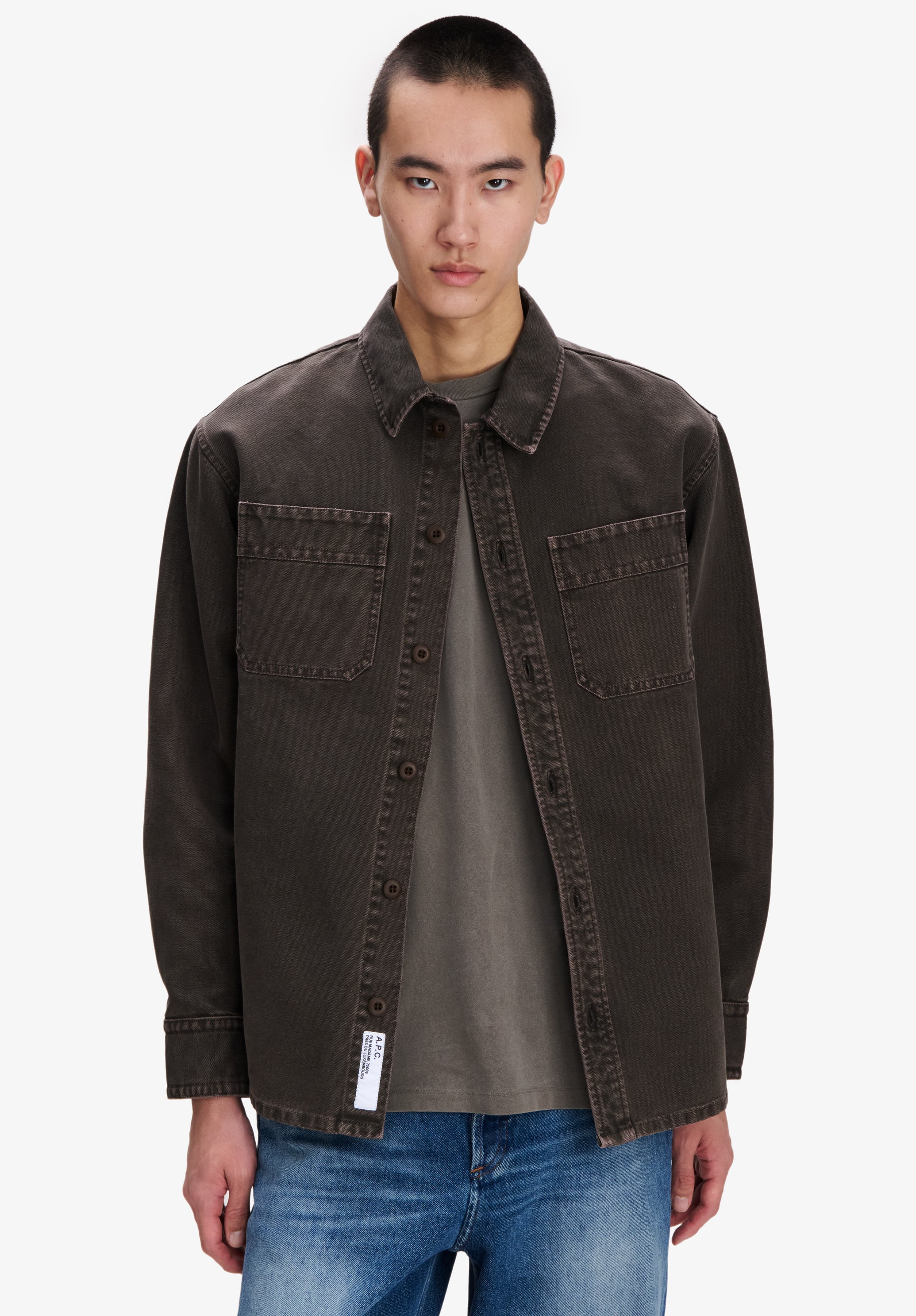 A.P.C. Workwear-Overshirt Braun recycelte Baumwolle L
