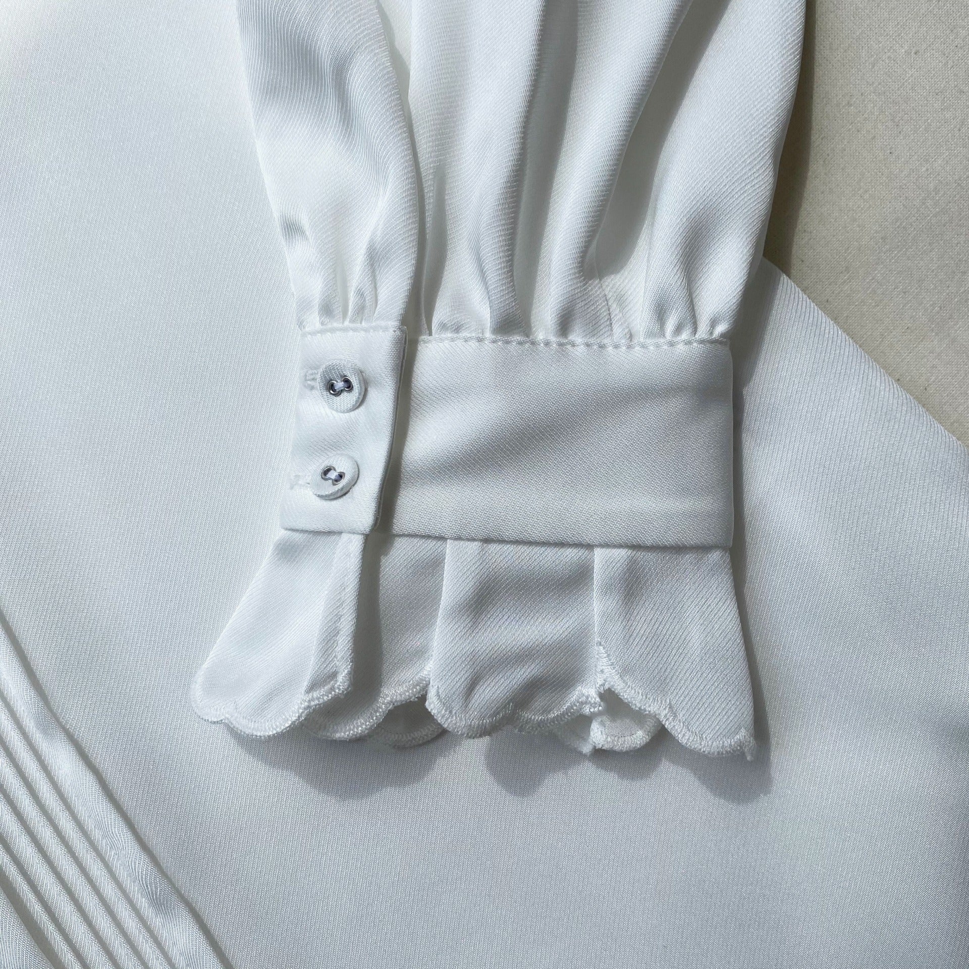 Self Portrait Frill Yoke Shirt Bluse Weiss Twill UK 8