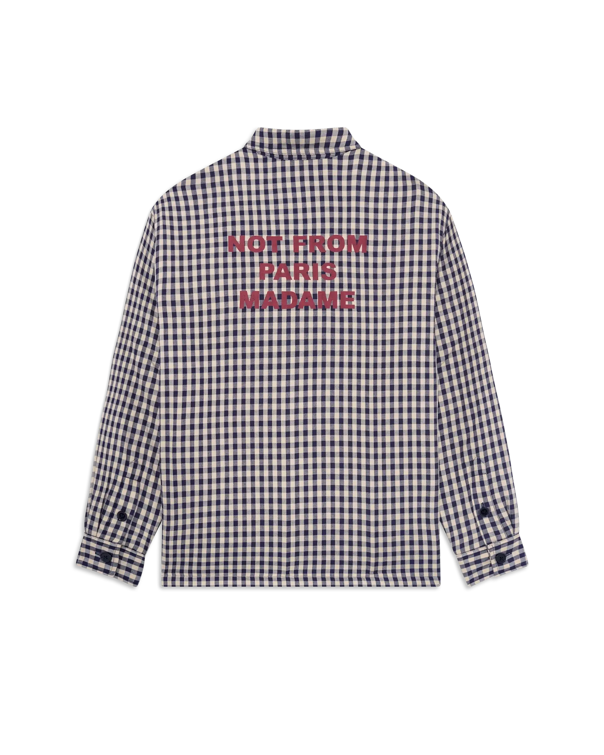 Drôle De Monsieur Check Overshirt Slogan Hemd Beige Baumwolle