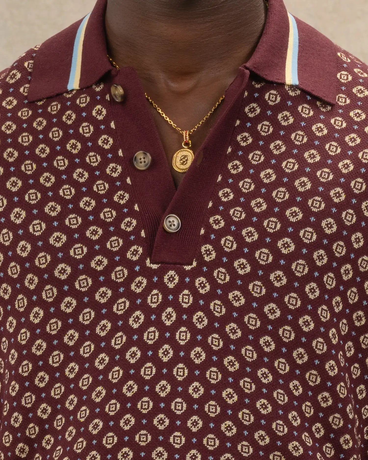 Drôle De Monsieur Polo Maille Jacquard Poloshirt Dunkelrot