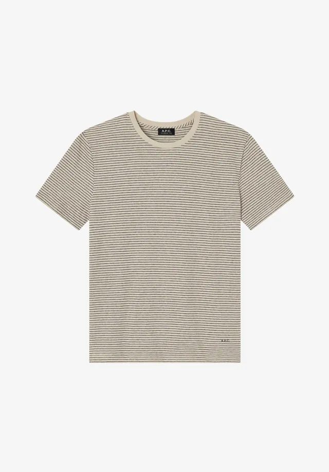 A.P.C. Streifen T-Shirt Ecru Bio-Baumwolle