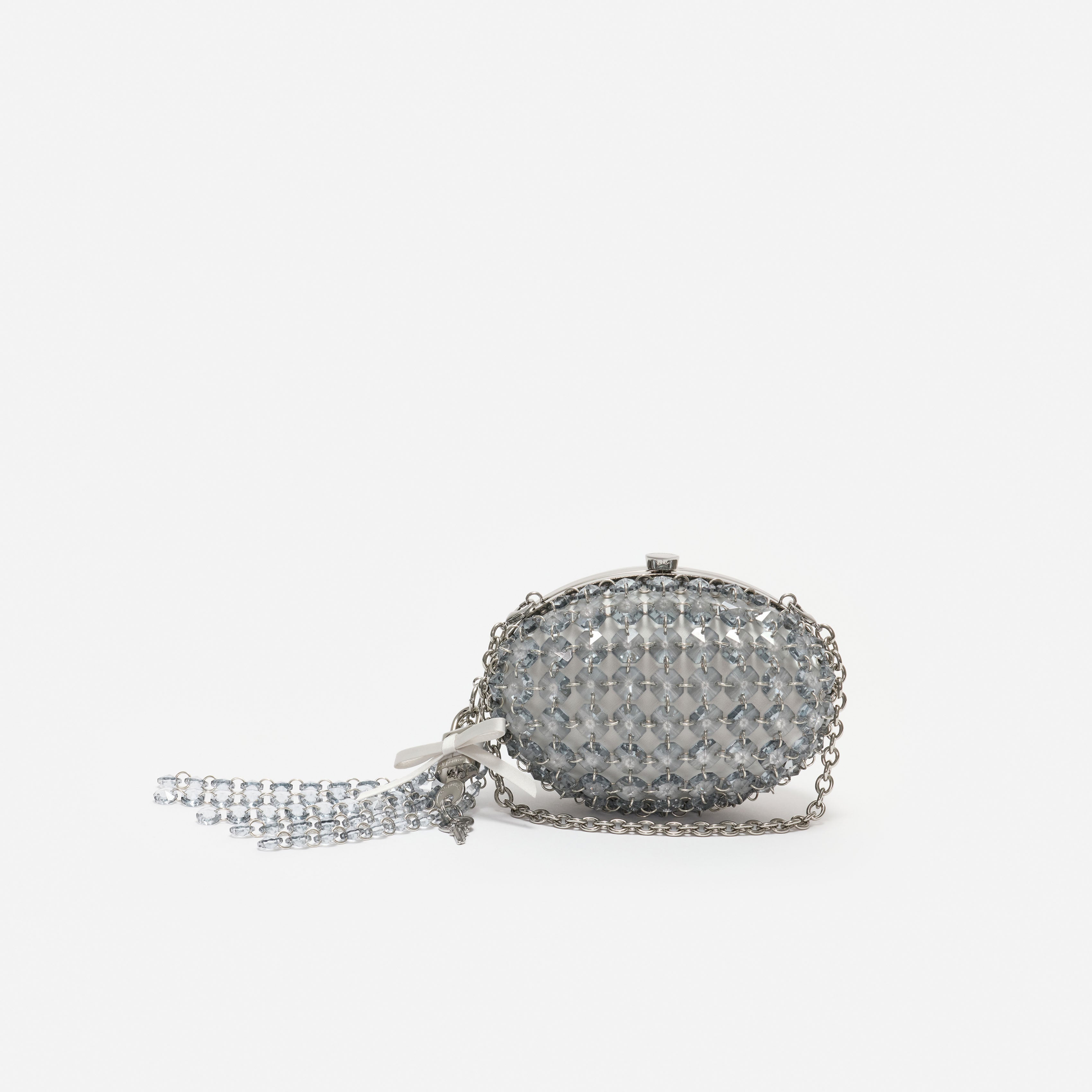 Self Portrait Grey Oval Crystal Chain Clutch Grau One Size Kristall