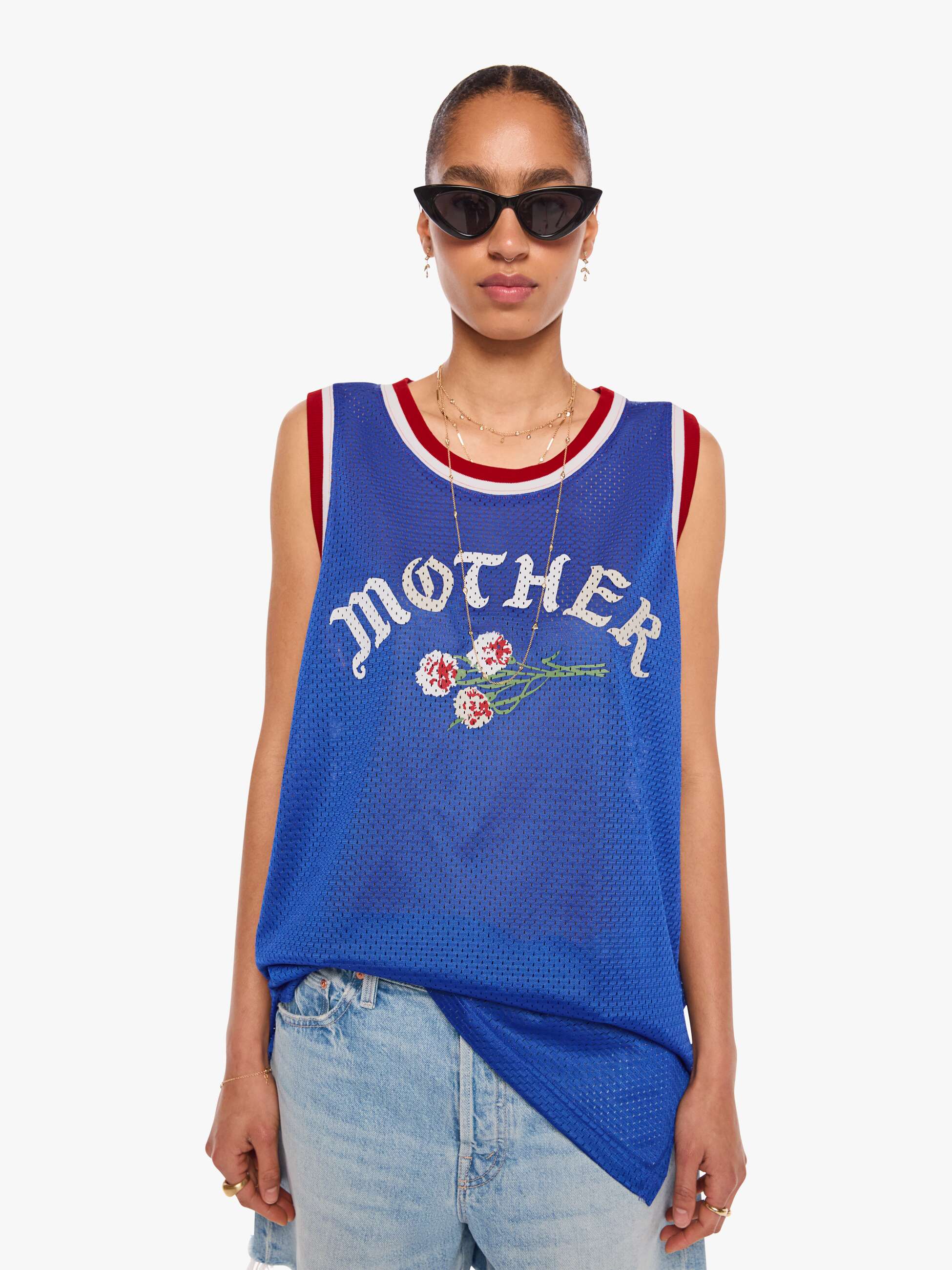 Mother Tees The Court Crusher Tank Top Blau Jersey