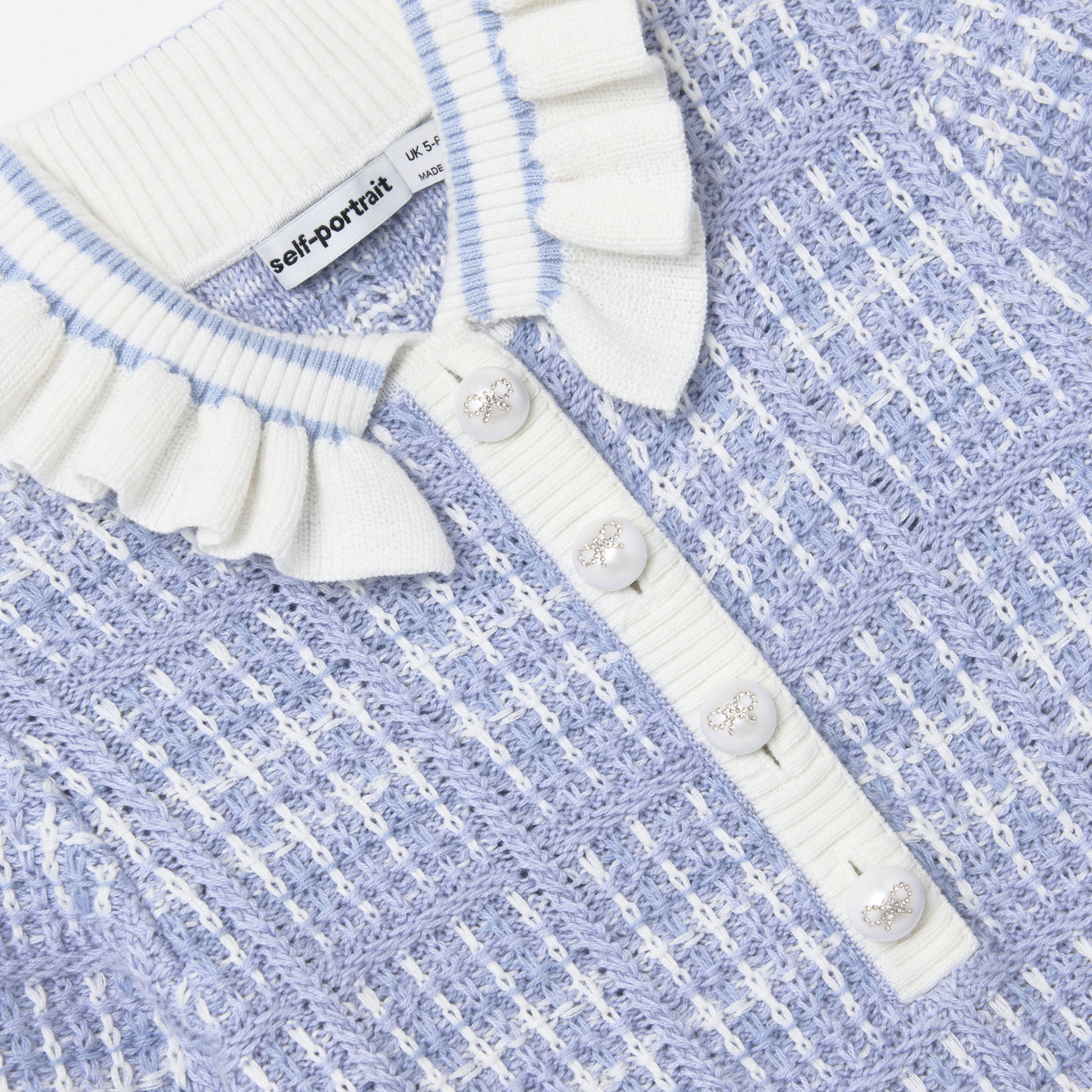 Self Portrait Blue Check Knit Dress Blau Mädchenkleid