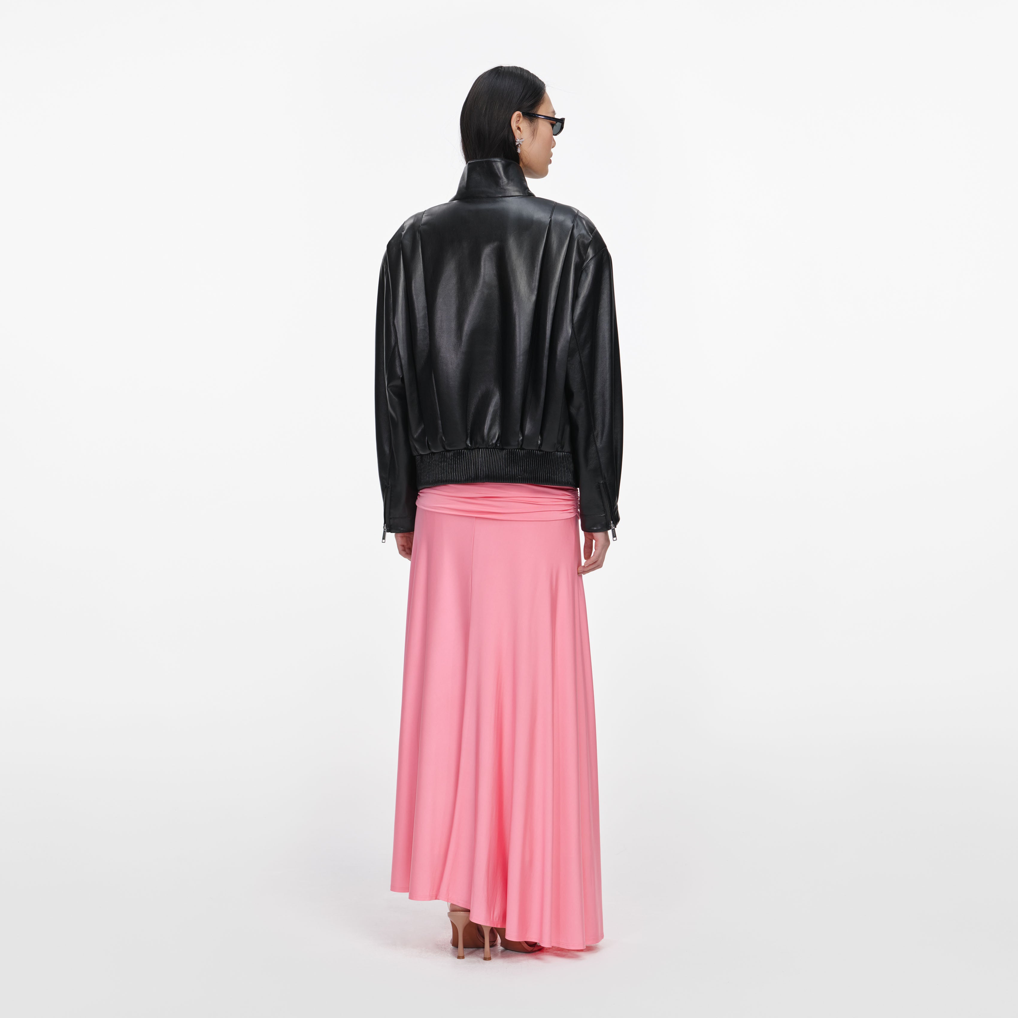Self Portrait Black Faux Leather Biker Jacket Jacke Schwarz