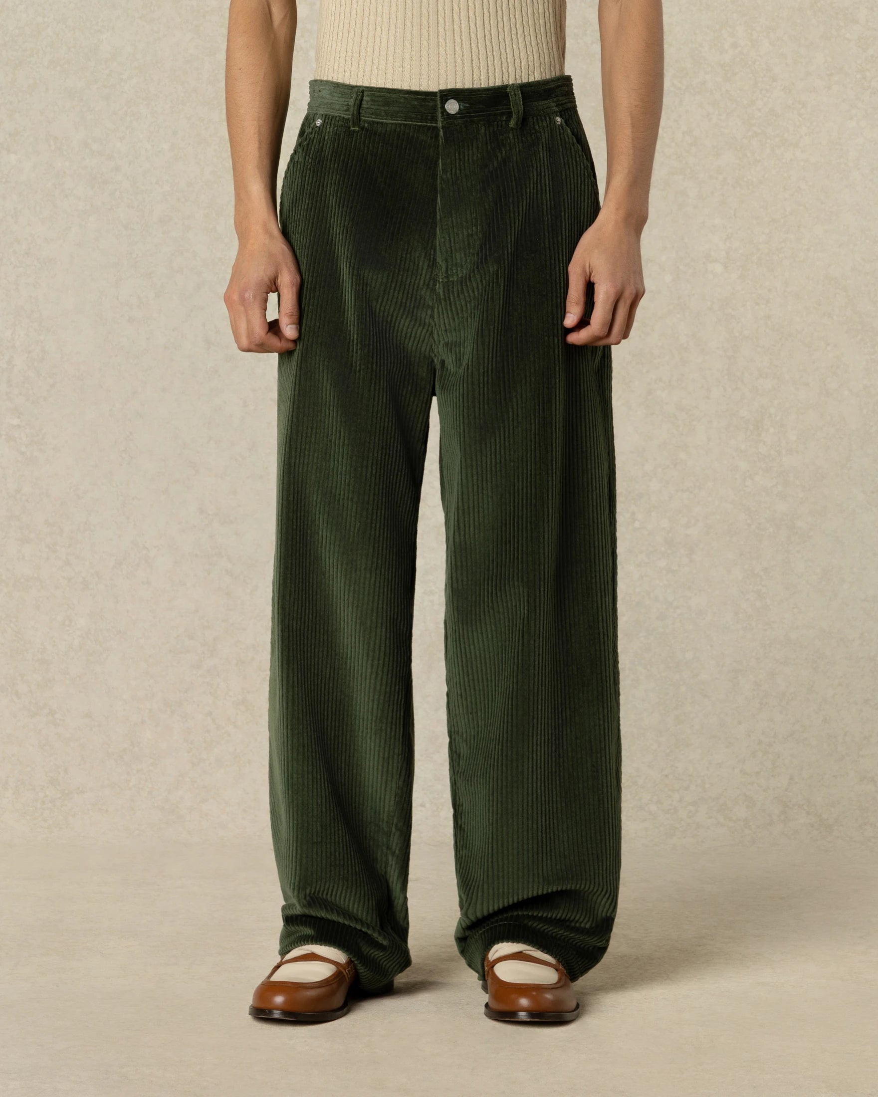 Drôle De Monsieur Corduroy Carpenter Pants Cordhose Grün