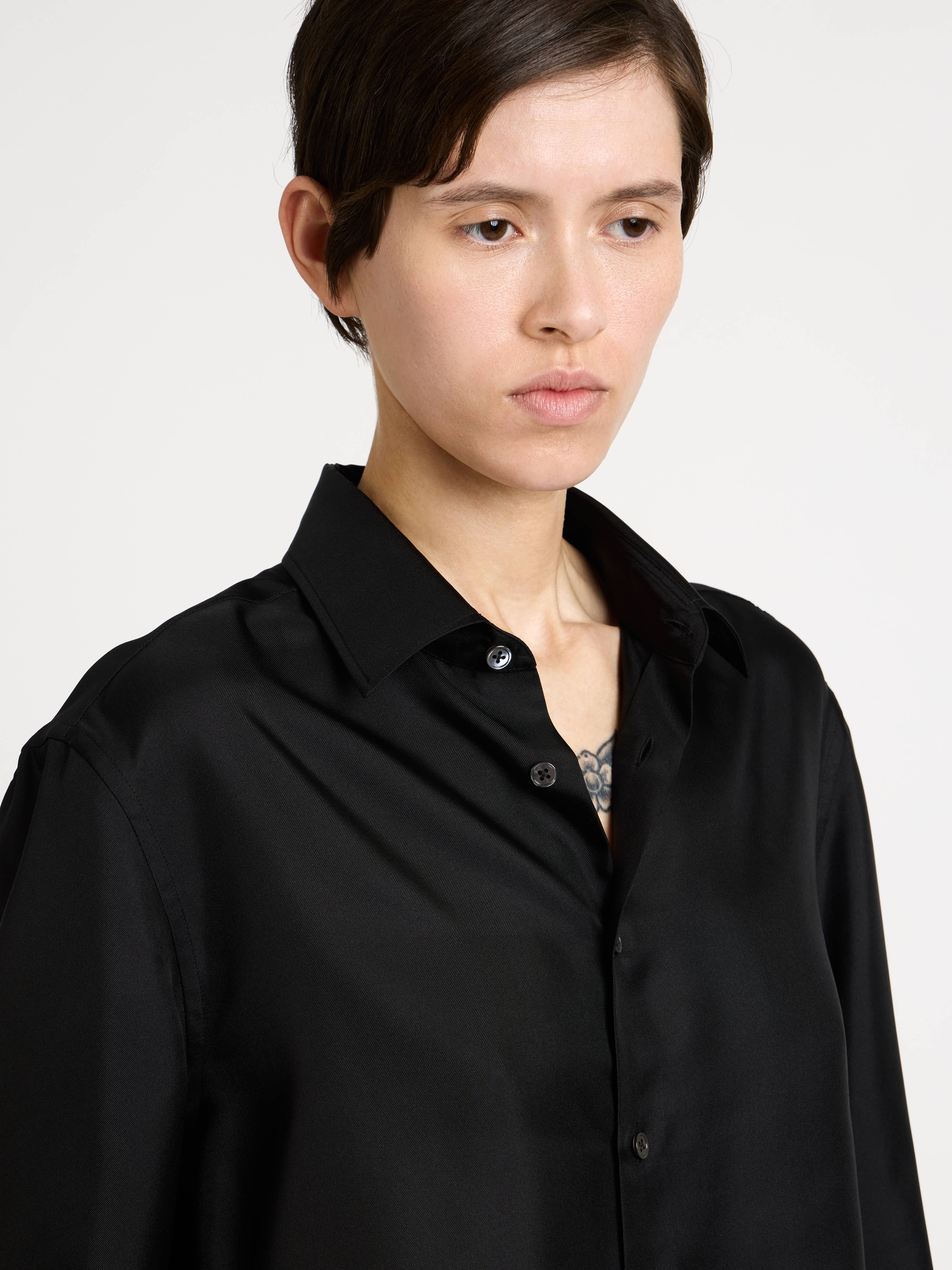 J.W.Anderson Cropped Seidenhemd Schwarz Damen Twill