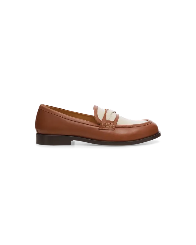 Drôle De Monsieur Mocassin Tresse Loafer Camel Leder