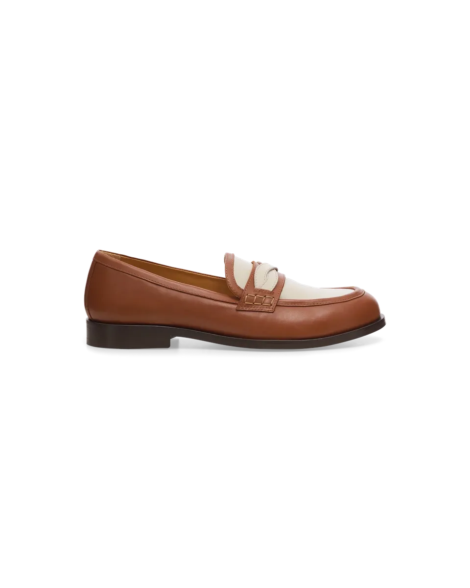Drôle De Monsieur Mocassin Tresse Loafer Camel Leder