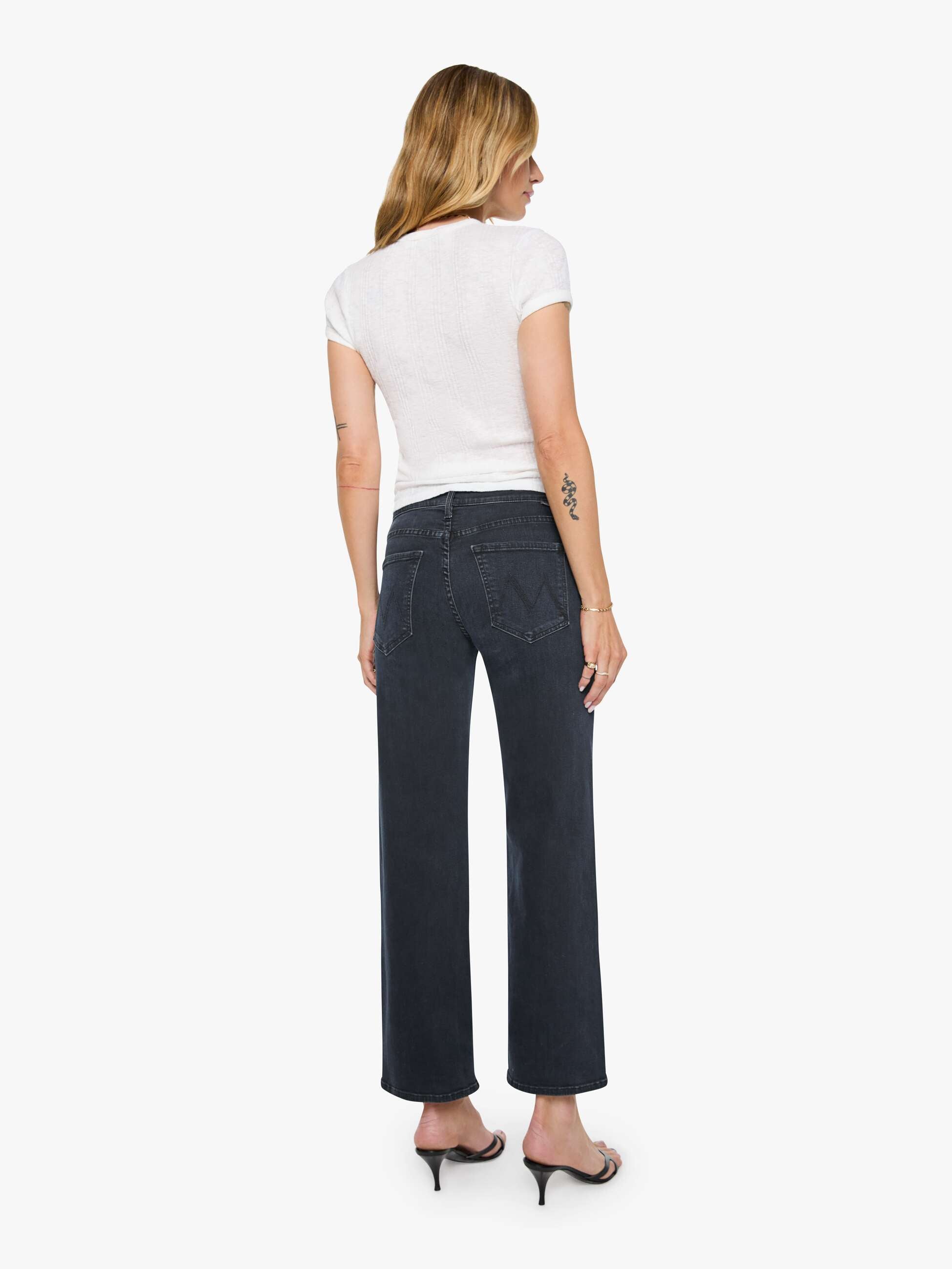 Mother Mid Rise Zip Rambler Ankle Jeans Dunkelblau