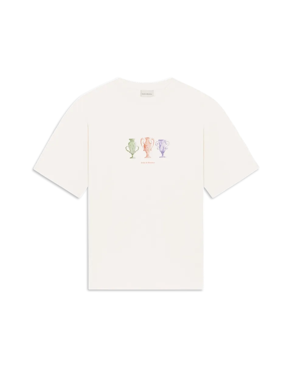 Drôle De Monsieur Drôle Signature T-Shirt Offwhite Baumwolle