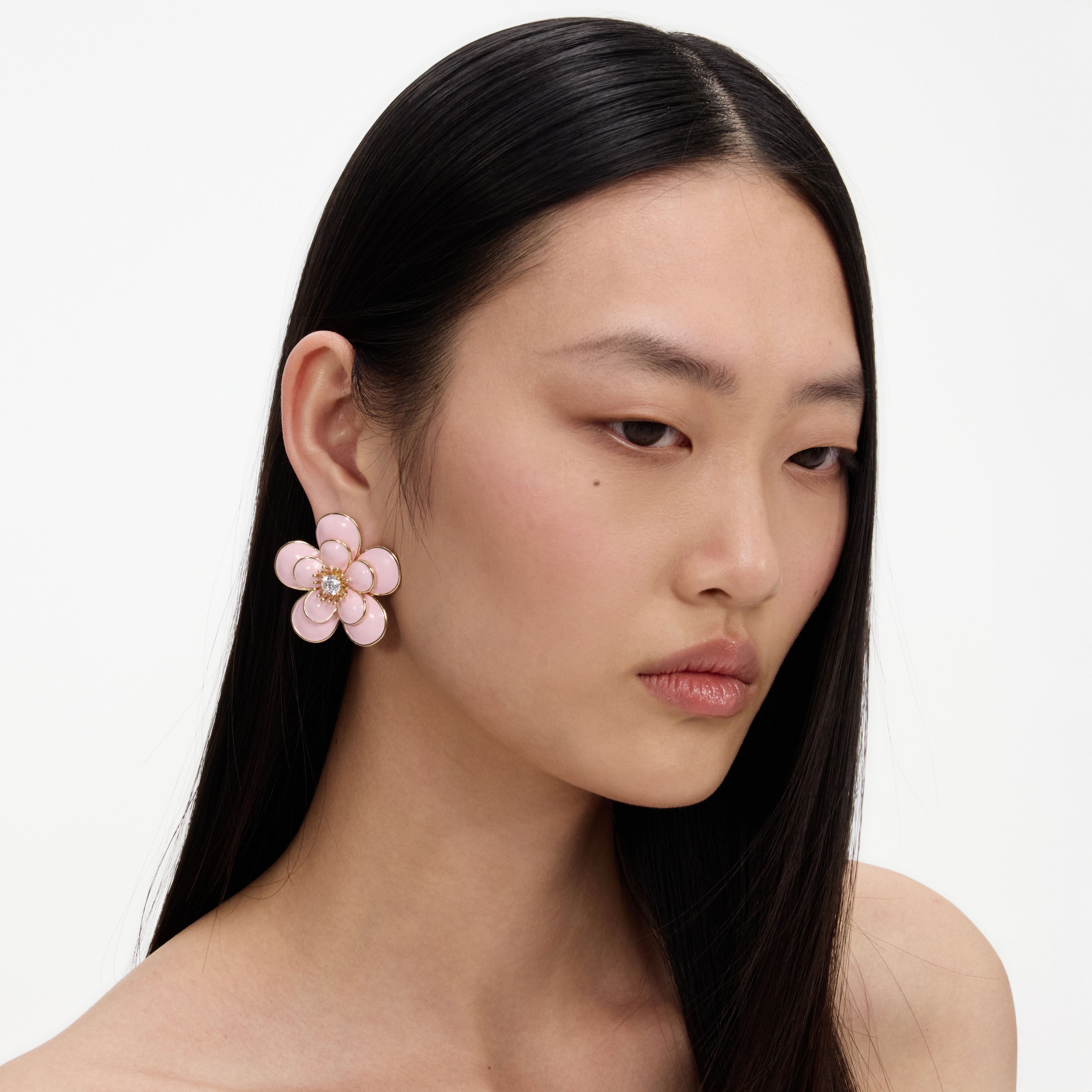 Self Portrait Pink Enamel Flower Ohrringe One Size Rosa Gold