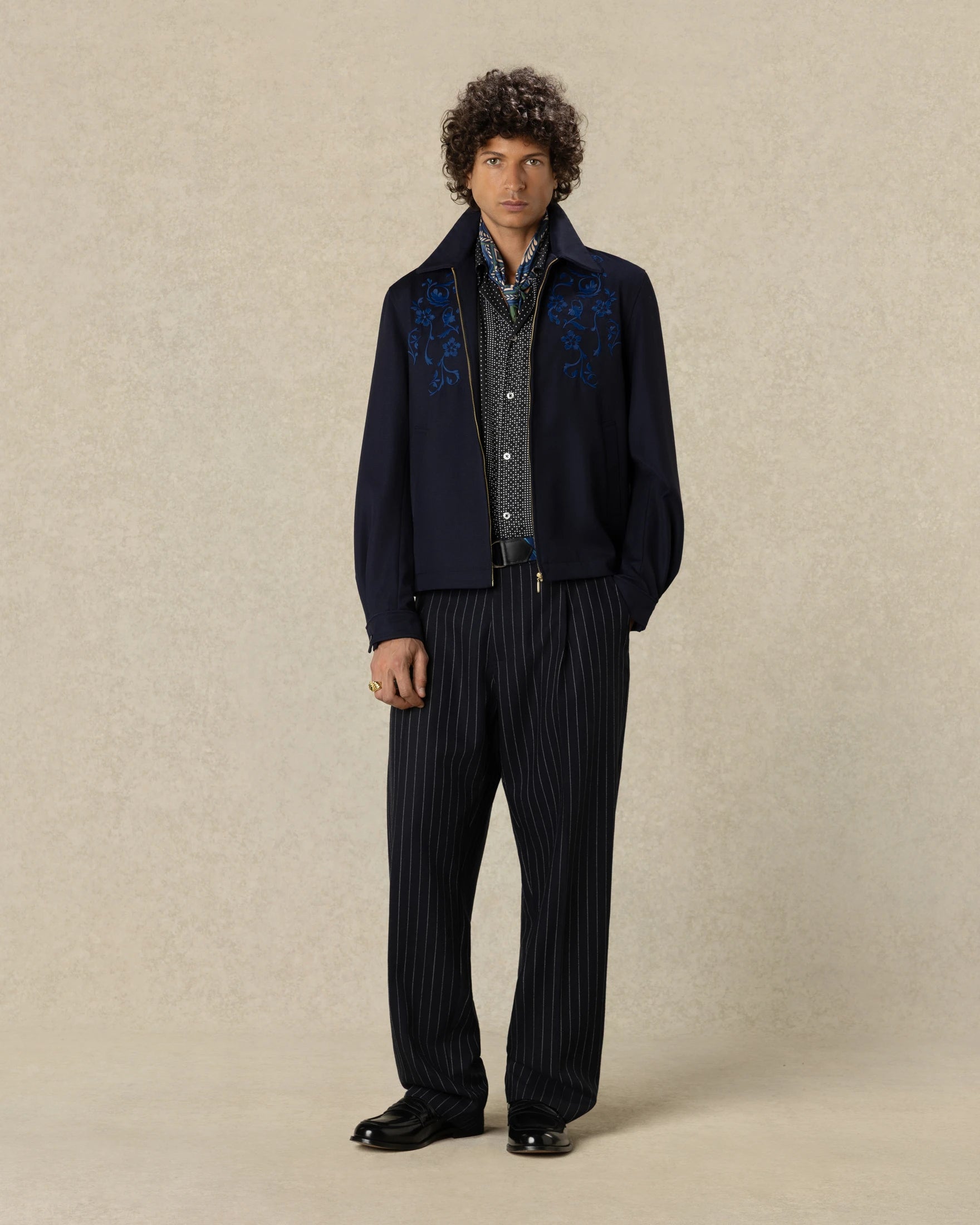 Drôle De Monsieur Straight Embroidery Jacke Navy Polyester