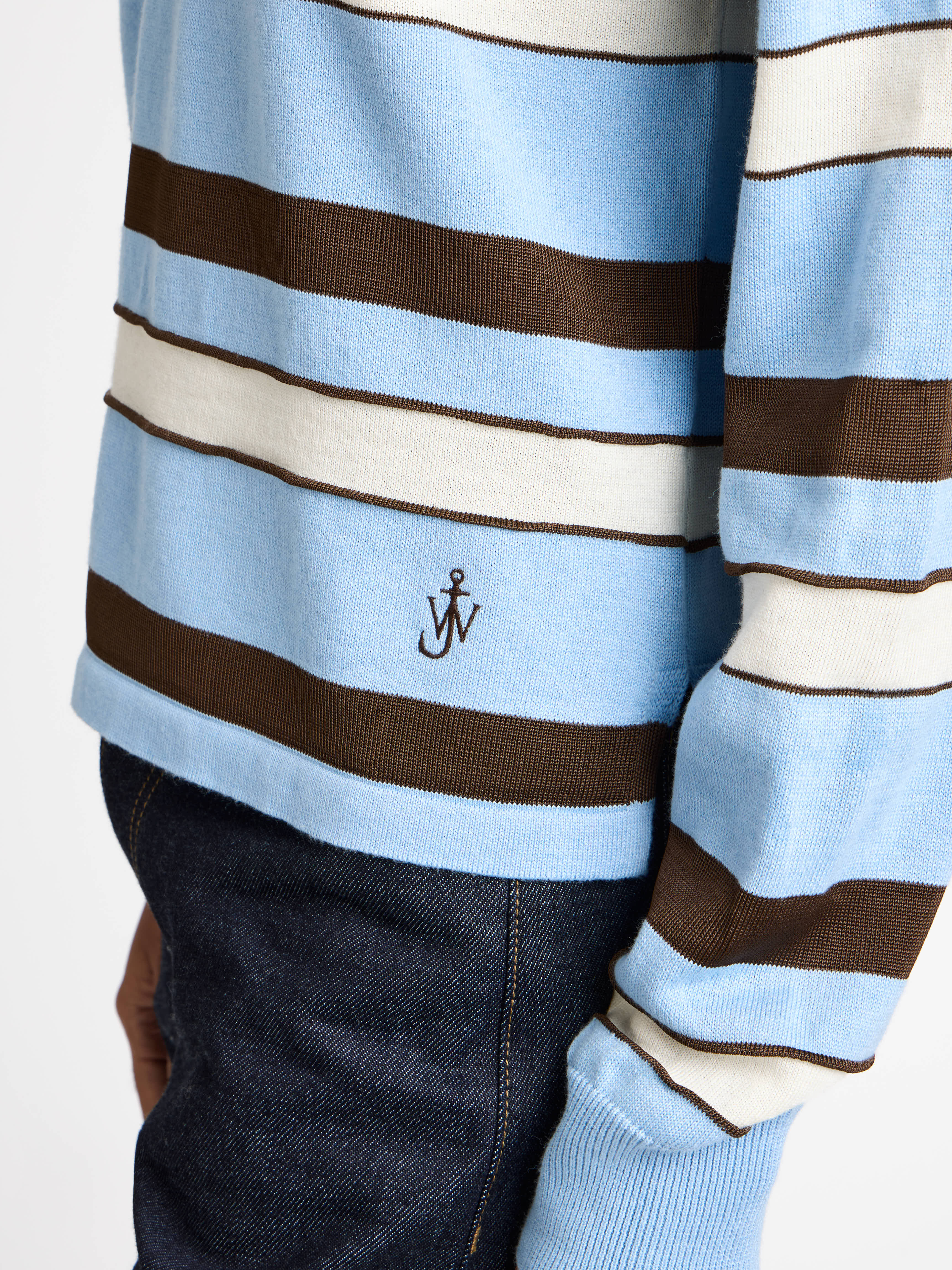 J.W.Anderson Rugby Polo Top Misty Blue Streifen Strick