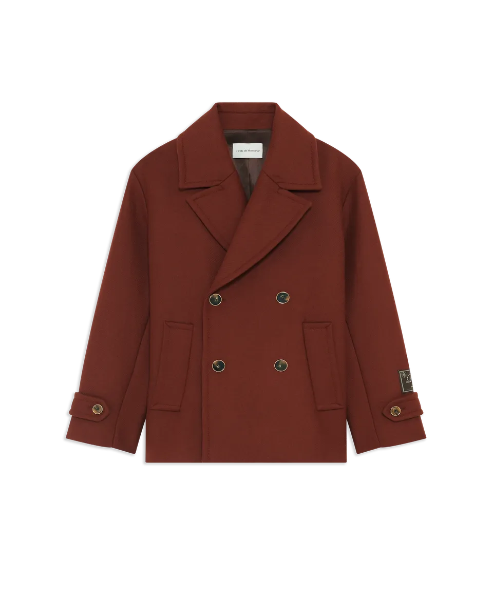 Drôle De Monsieur Wool Peacoat Wollmantel Rot Zweireihig