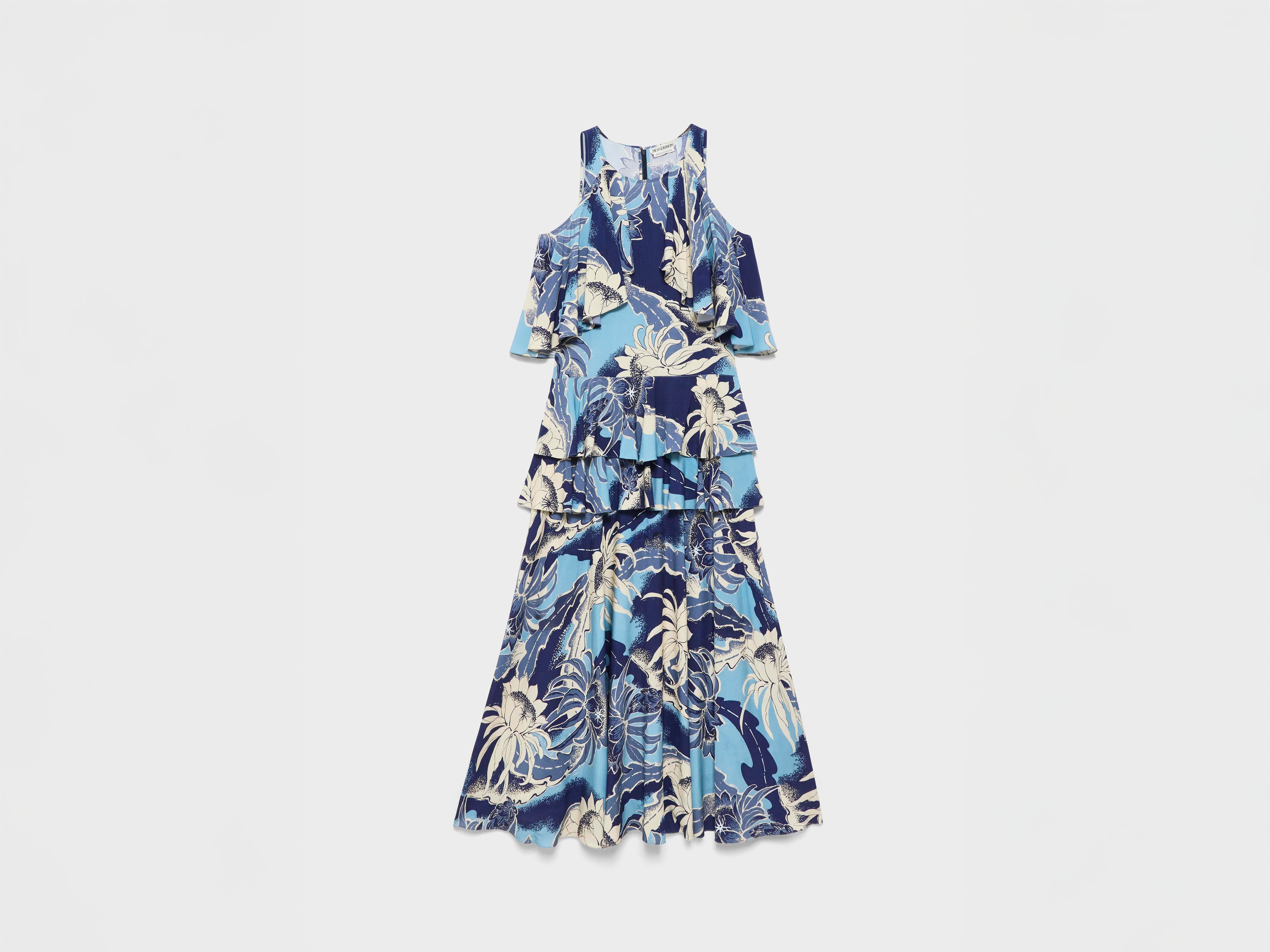 J.W.Anderson Ruffle Dress Maxikleid Saphirblau Print