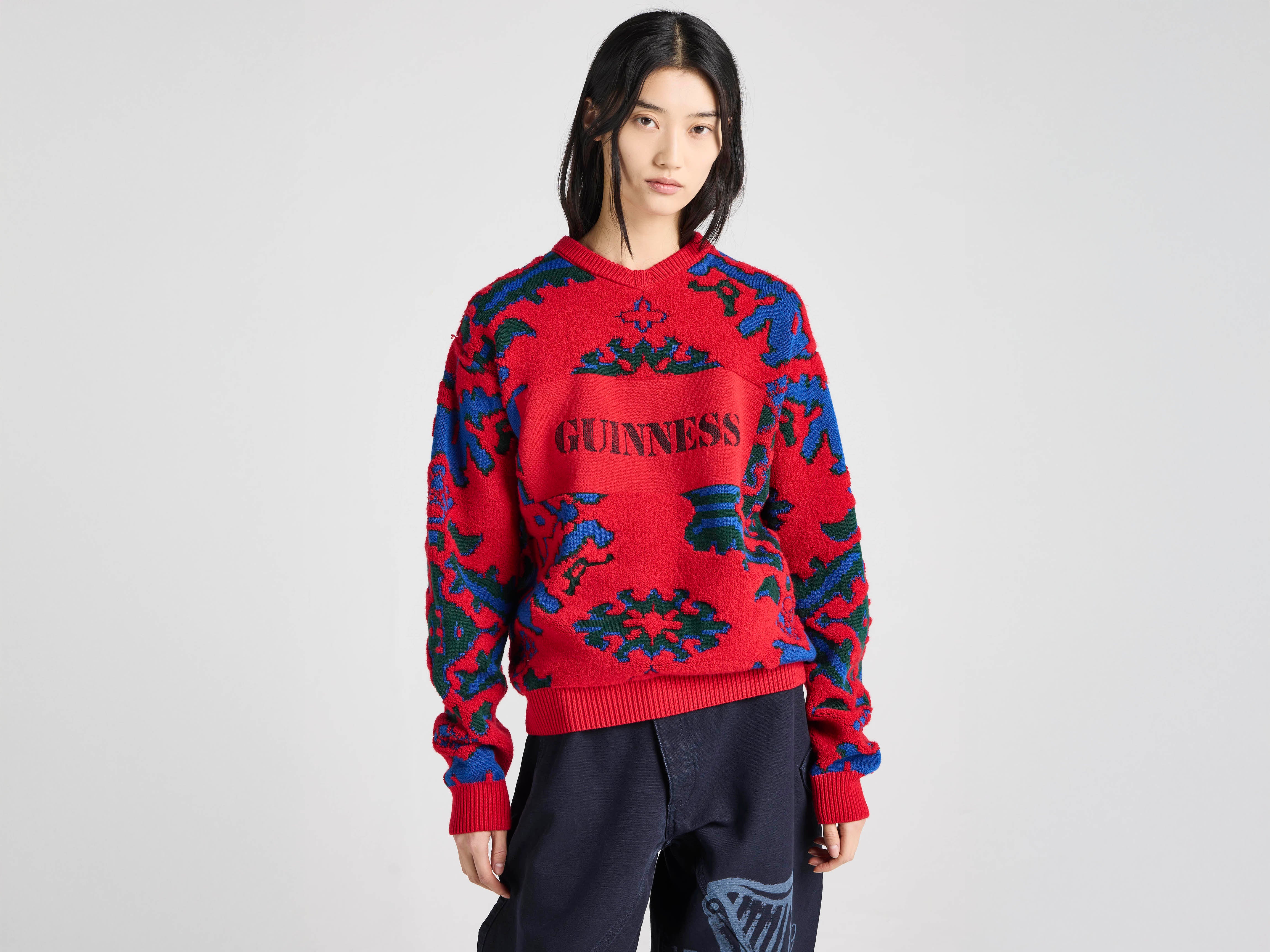 JW Anderson Guinness Carpet Jumper Strickpullover Navy Rot Wolle