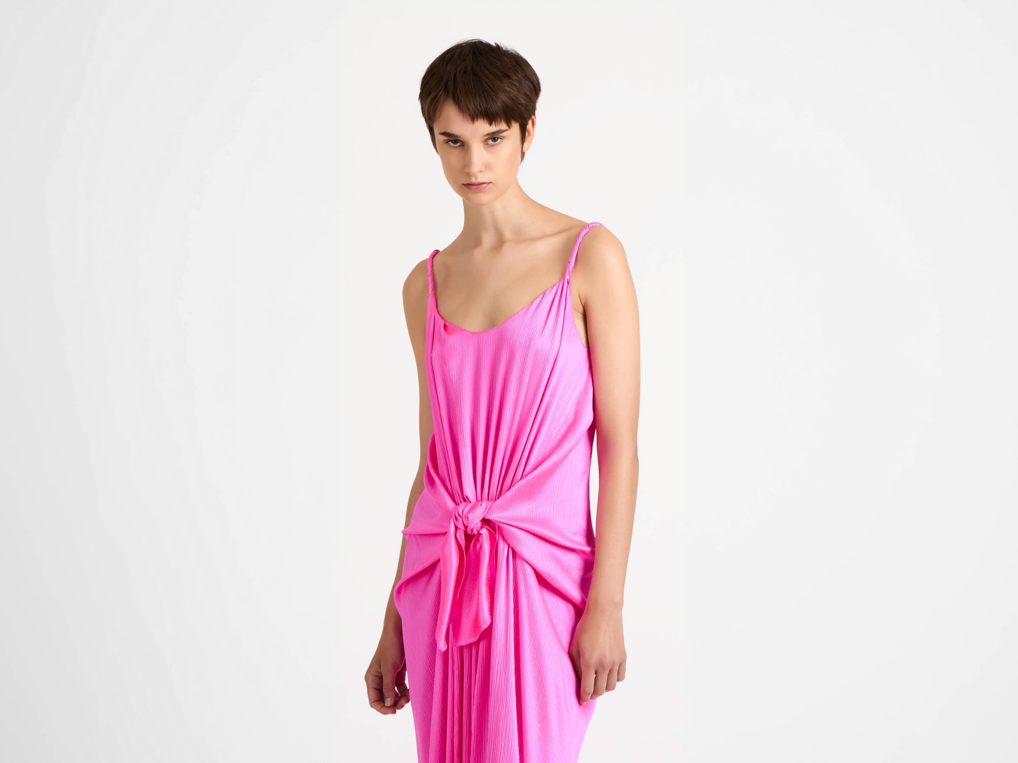 J.W.Anderson Dresses Knotted Waist Longline Kleid Rosa Seide