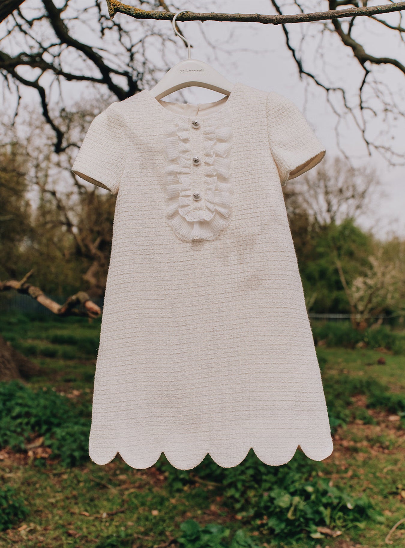 Self Portrait Boucle Mädchenkleid Creme Spitze