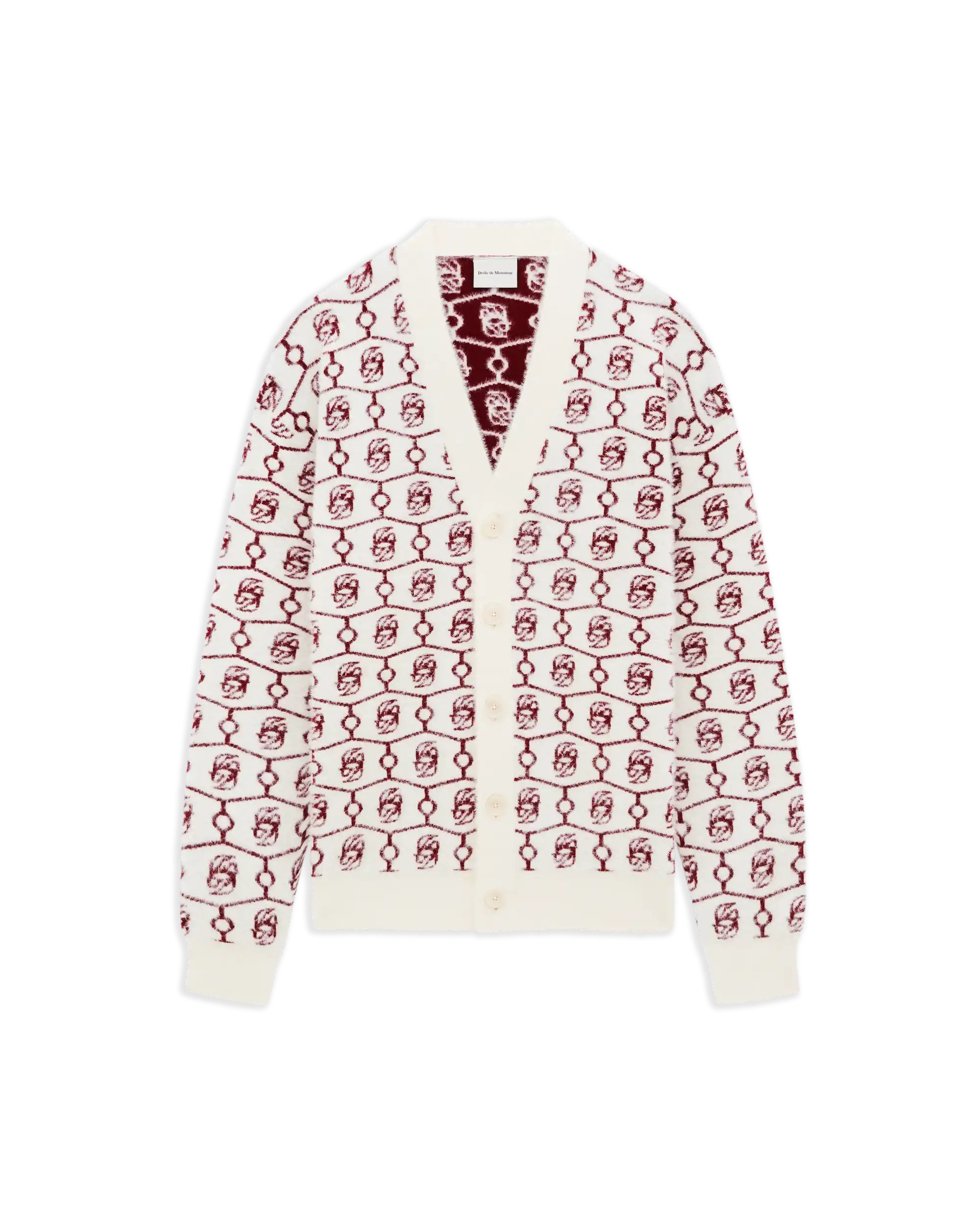 Drôle De Monsieur D Mirror Cardigan Offwhite Monogramm