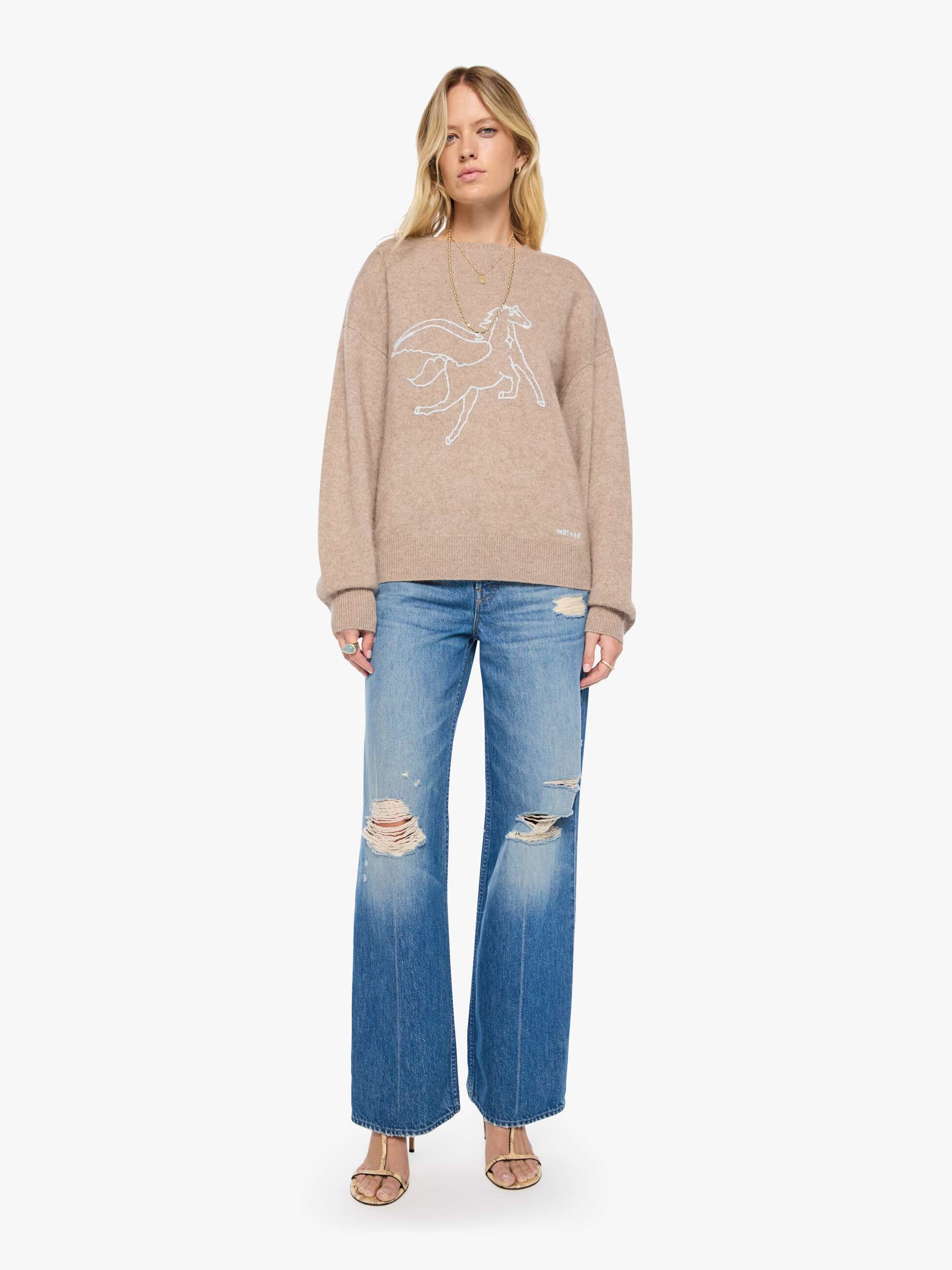Mother The Biggie Jumper Pullover Beige Wolle Cashmere