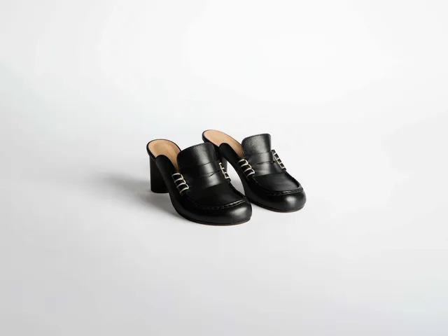 J.W.Anderson Shoes Heeled Loafer Mule Schwarz Nappa-Leder