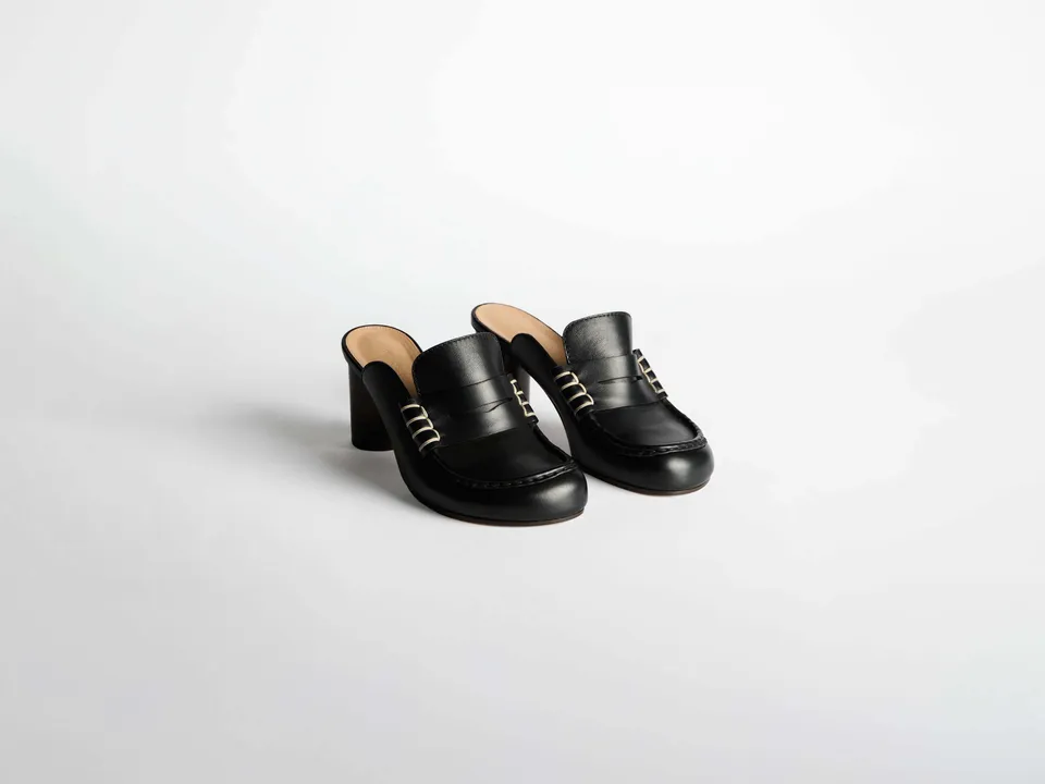 J.W.Anderson Shoes Heeled Loafer Mule Schwarz Nappa-Leder