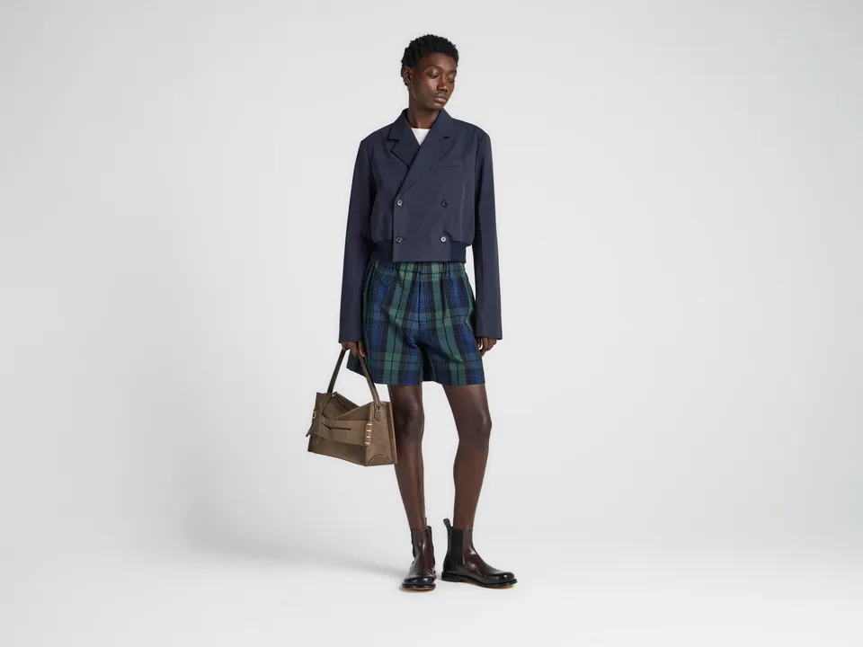 J.W.Anderson Cropped Blazer Damen navy Baumwolle zweireihig