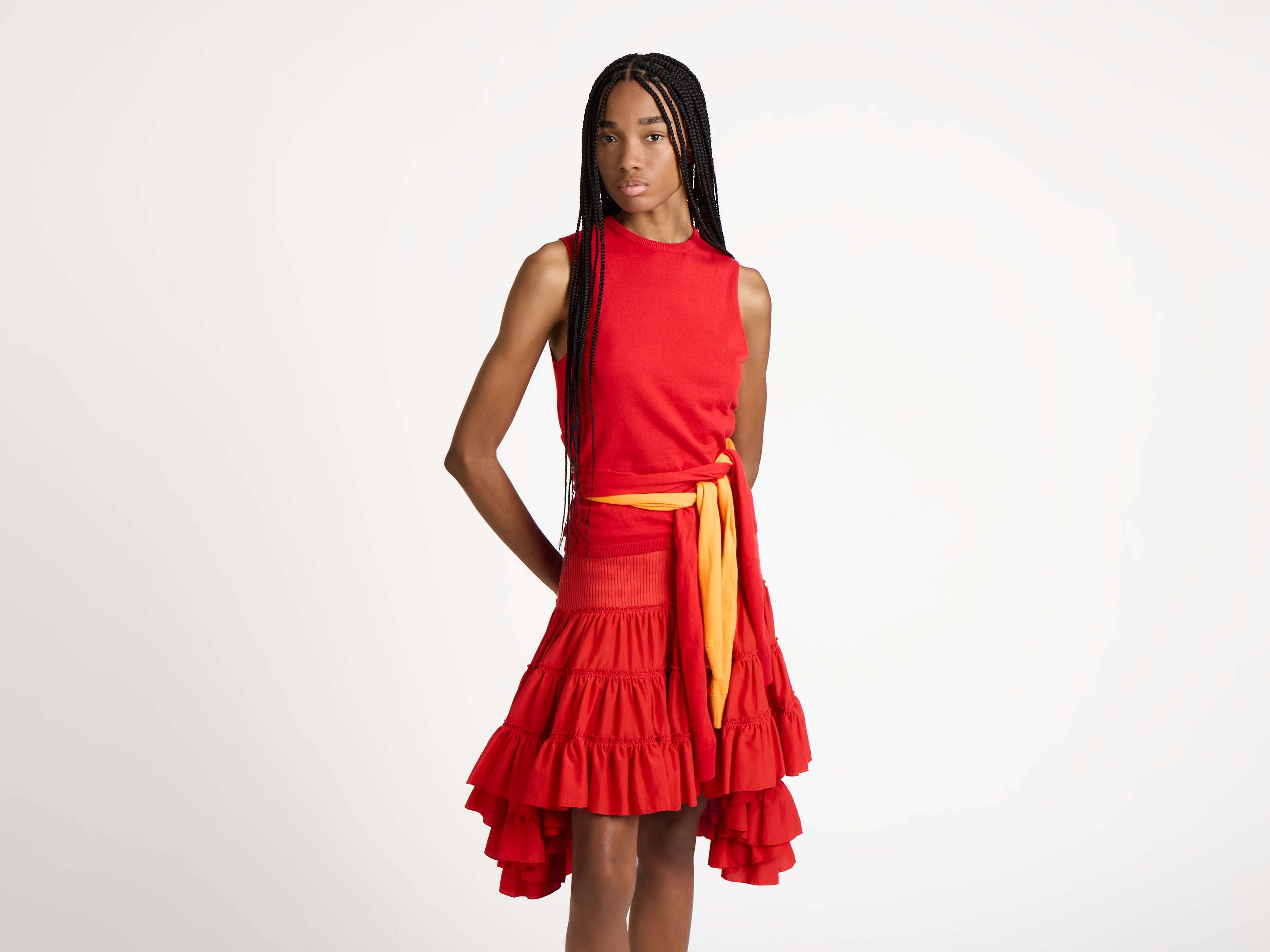 J.W.Anderson Ruffle Skirt Rock Rot Baumwollseide