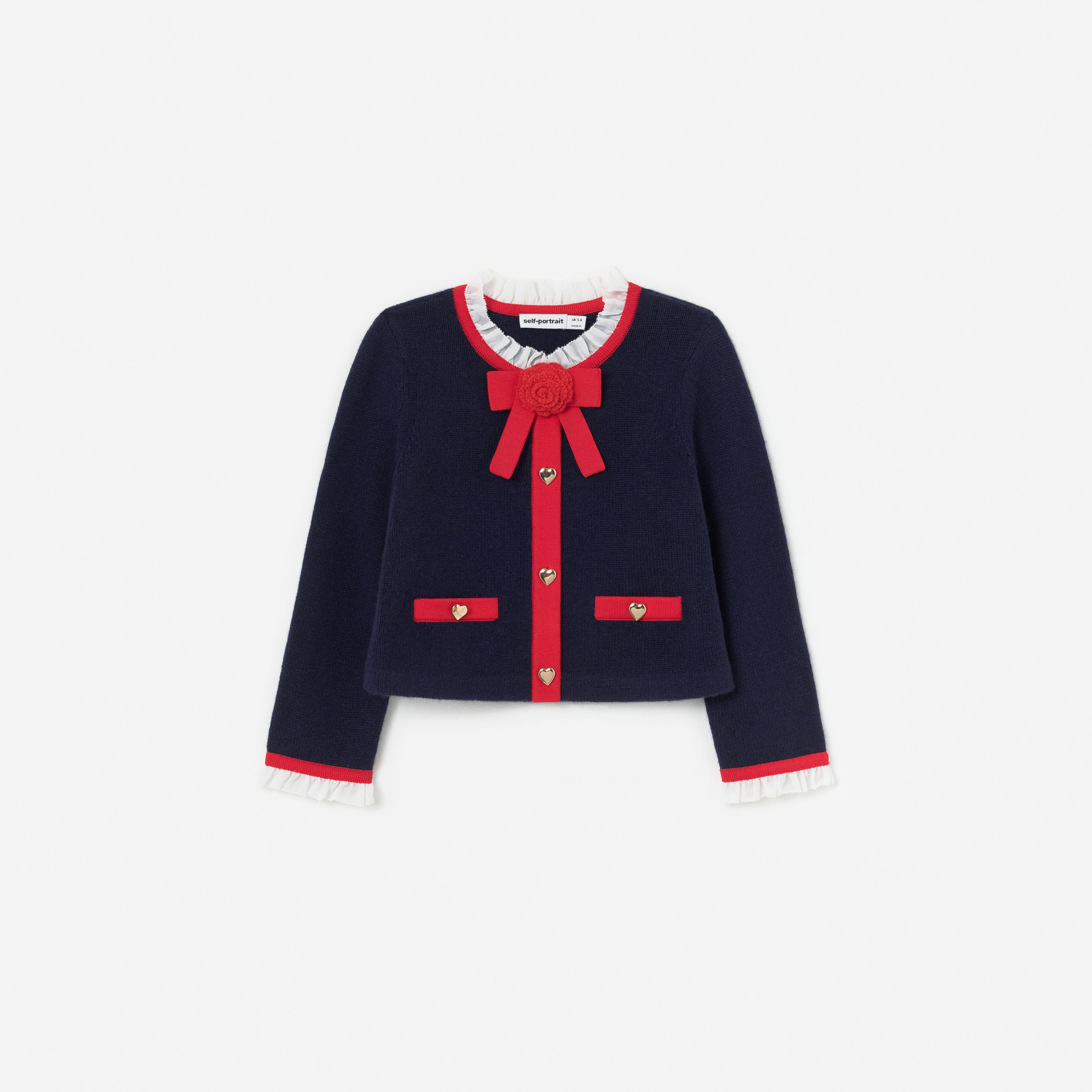 Self Portrait Knitwear Navy Wool Strickjacke Age 5/6 Wolle