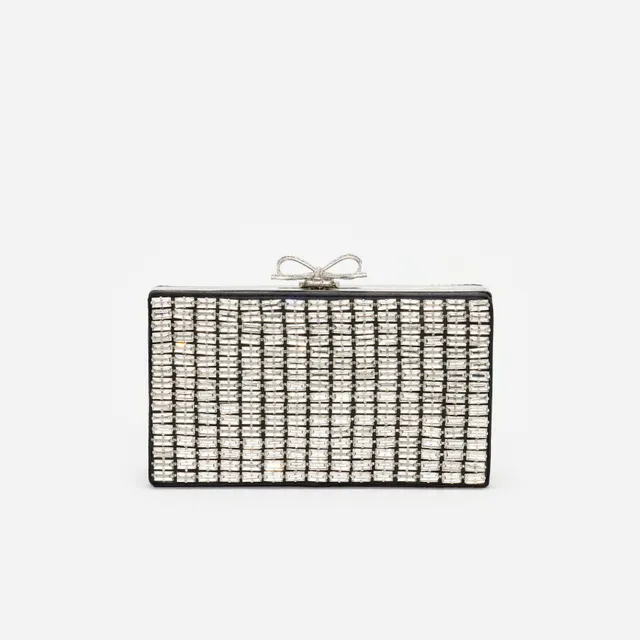 Self Portrait Silver Chainmail Clutch Silber Mini